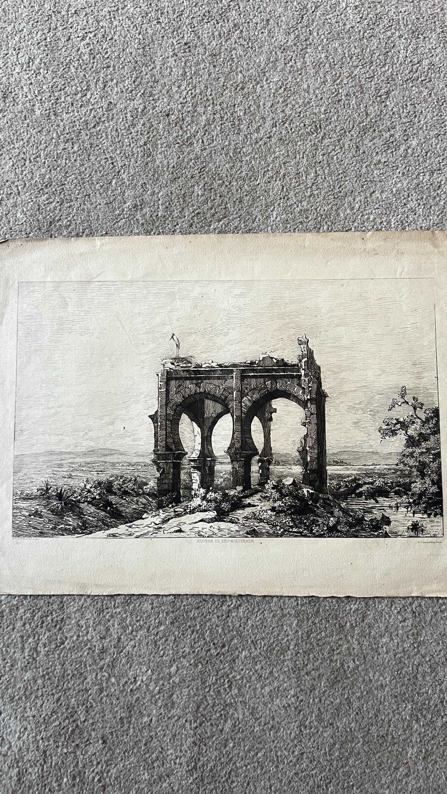 photo for sale 19th Century Architectural Etching Of Qubba Ruins In Tlemcen, Algeria By Gabrielle Niel, 1870s