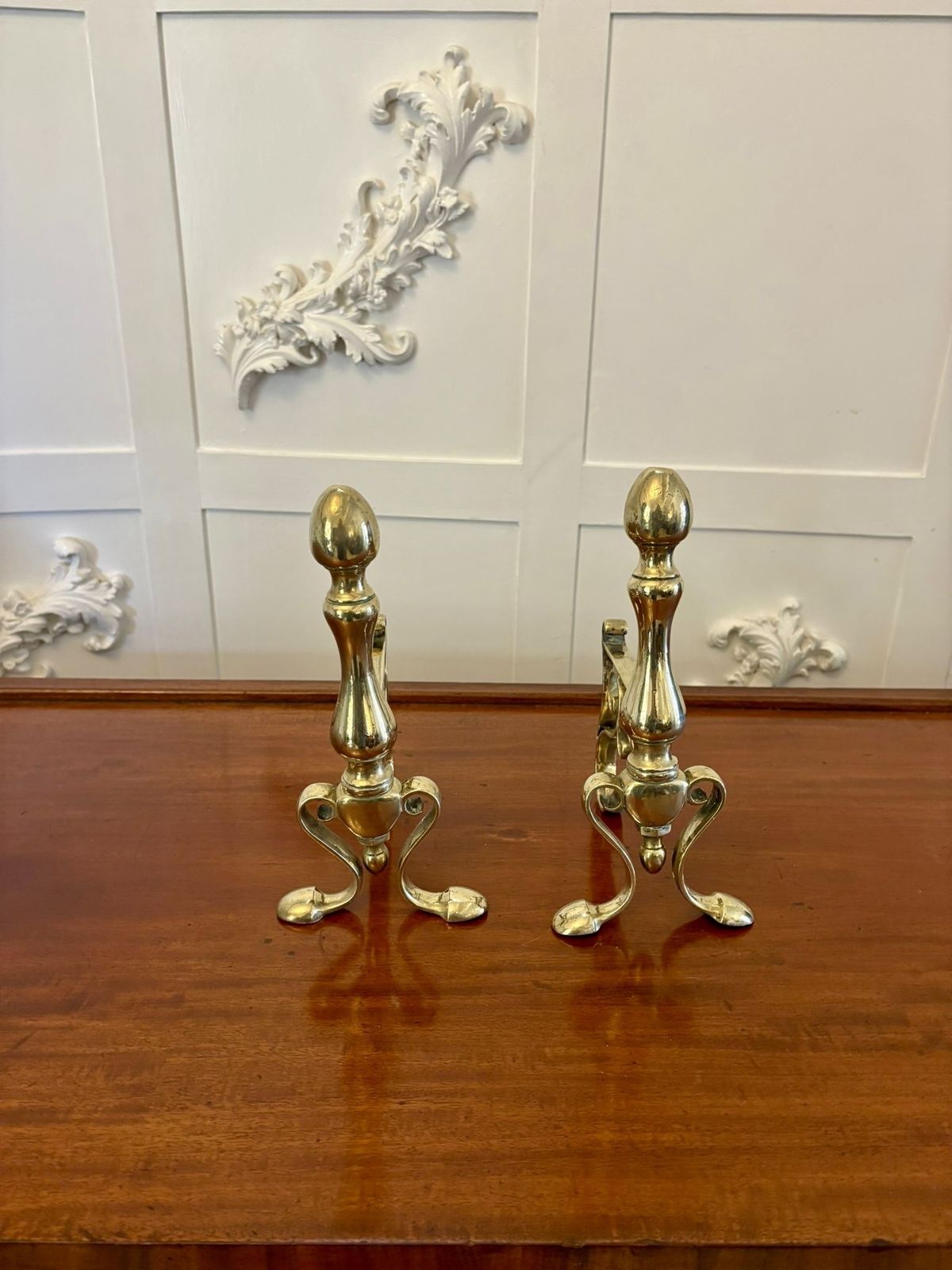 Pair Of Antique 19th Century Quality Brass Fire Dogs photo furniture