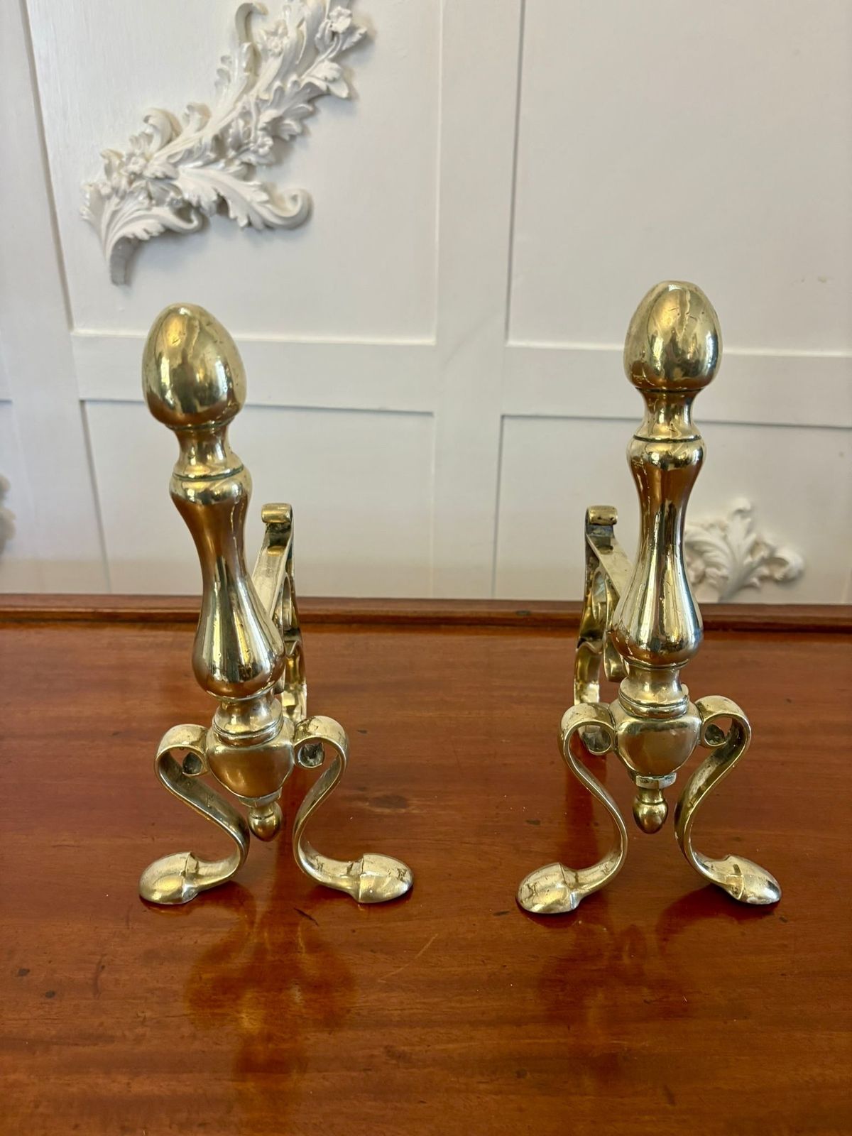 Pair Of Antique 19th Century Quality Brass Fire Dogs photo 425.0