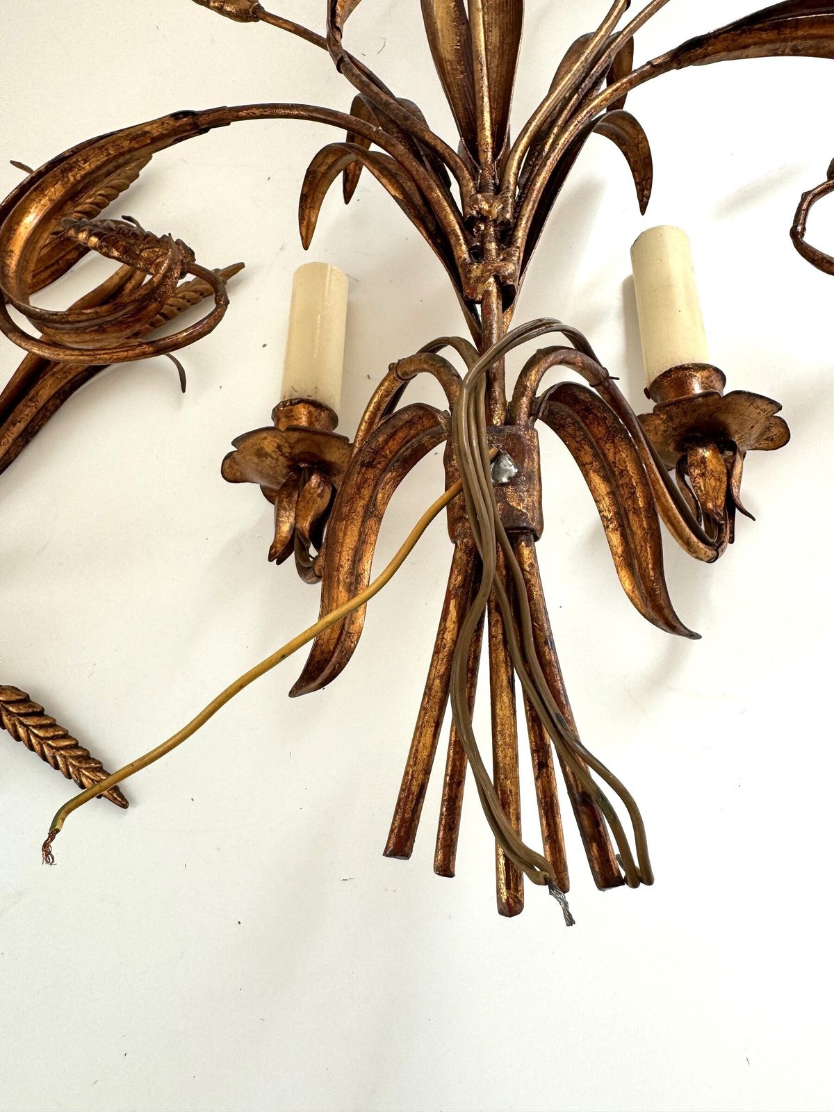 1300.0 Pair Sheaf Of Wheat Sconces Hollywood Regency Gilt Metal By Hans Kögl, Italy 1960 photo