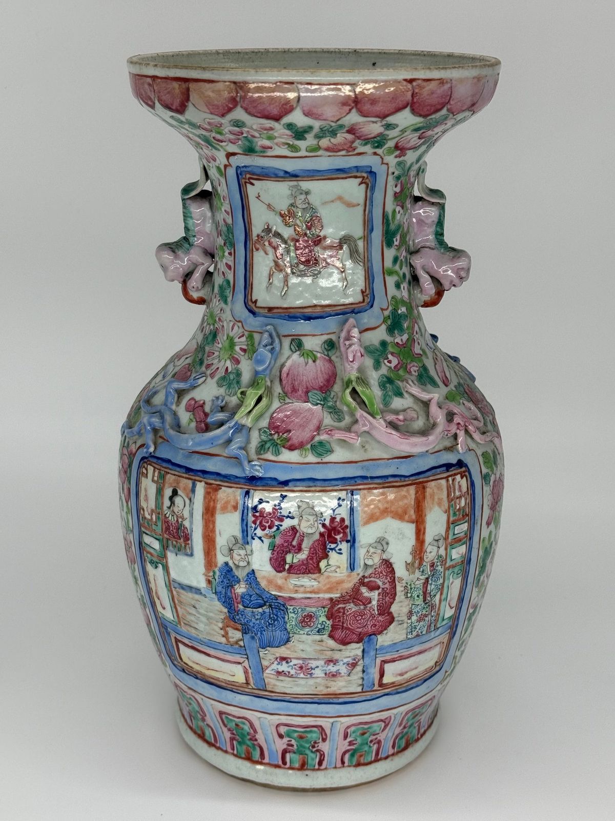 Pair Of Chinese Famille Rose Baluster Form Vases, 19th Century photo buy