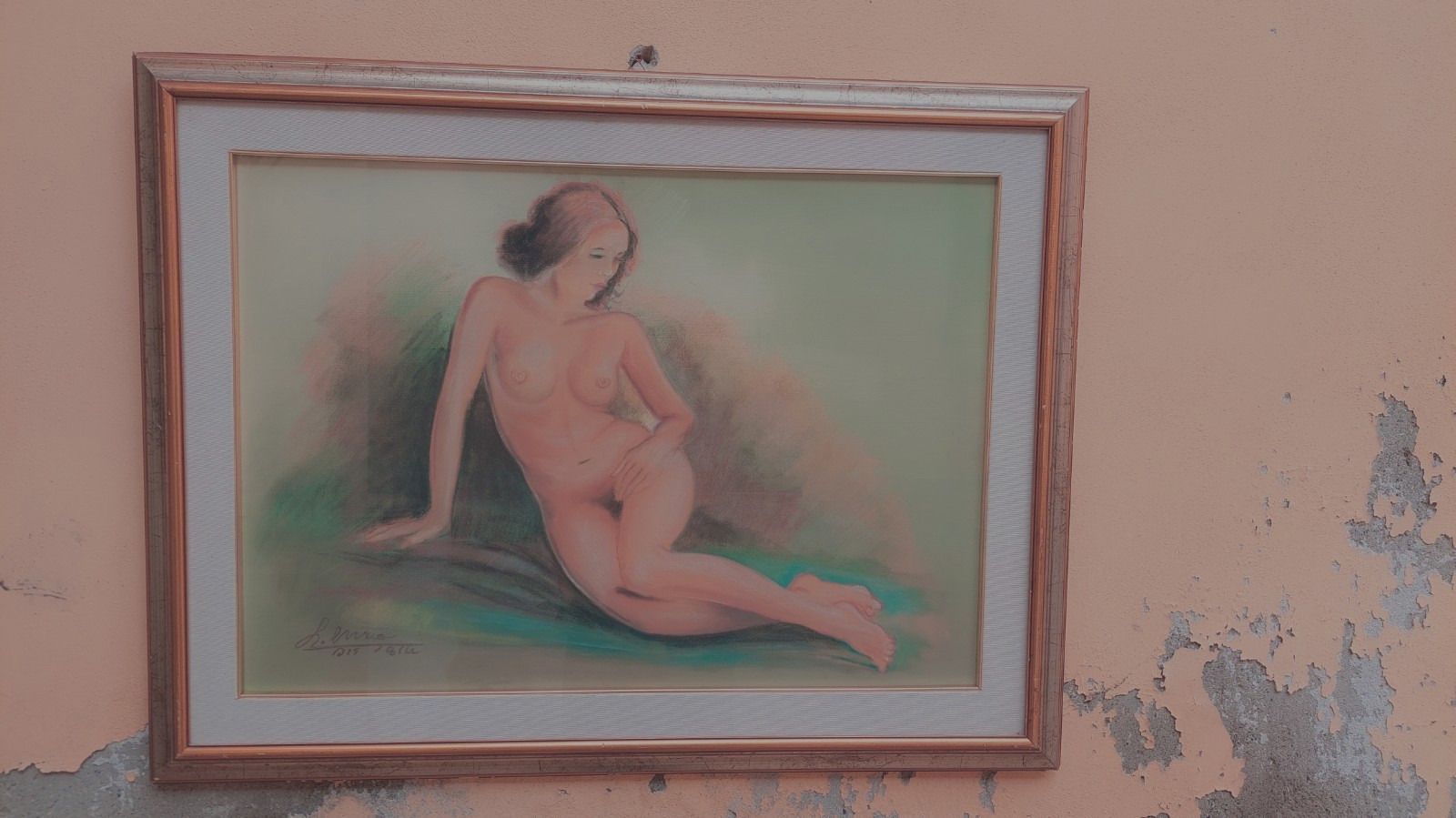 Oil Painting On Female Nude Canvas 50x70 Cm 60s/70s photo for sale