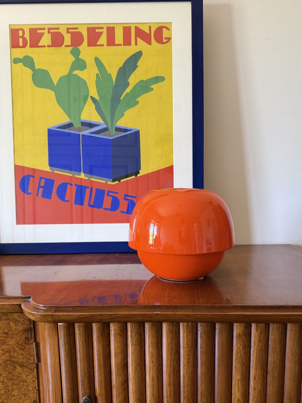 photo vinterior Space Age Orange Ceramic Vase, Sicart Italy Ca. 1970
