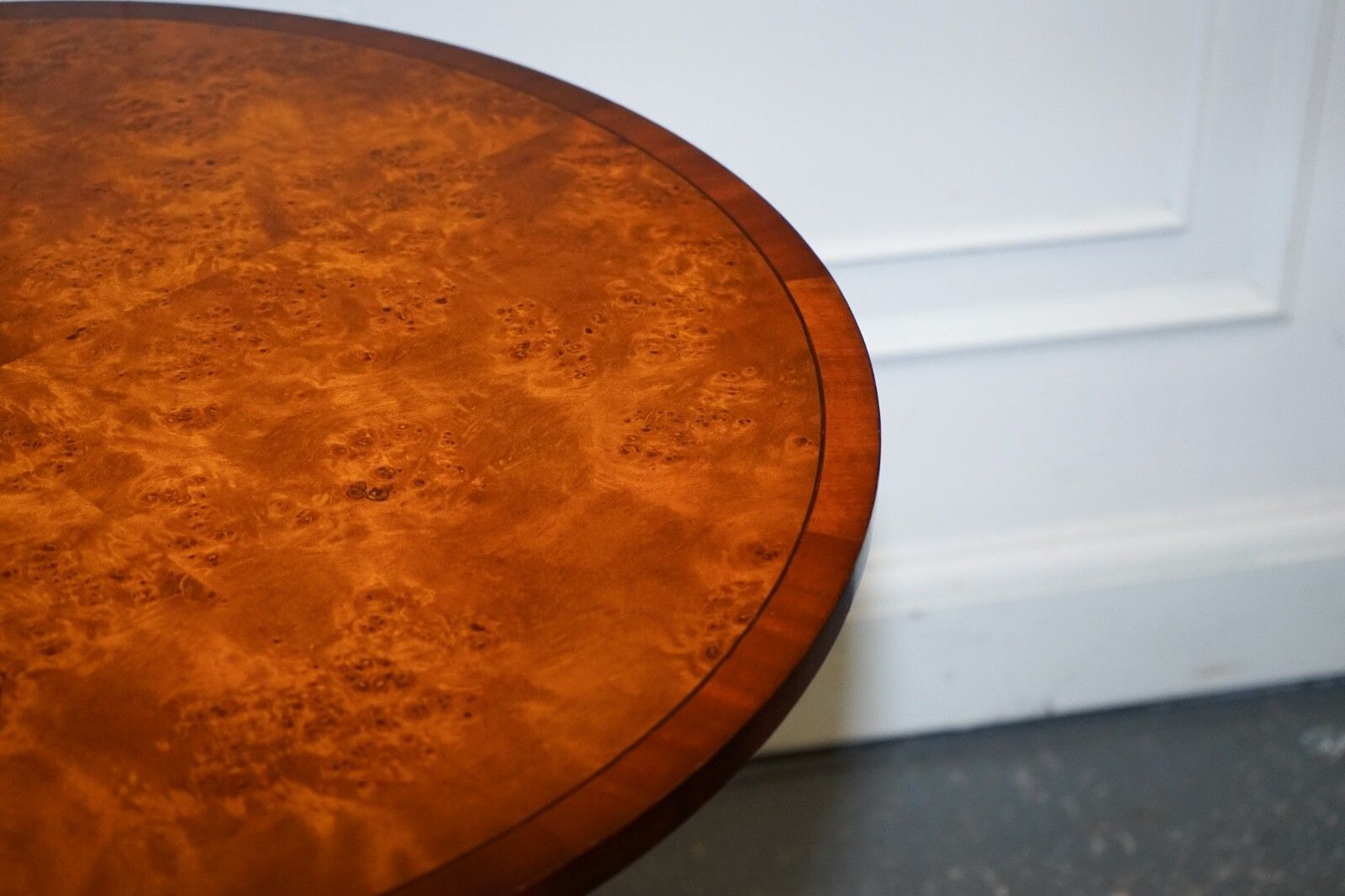 Stunning Fully Restored French Empire Style Burr Walnut Side Wine Lamp End Table photo vintage
