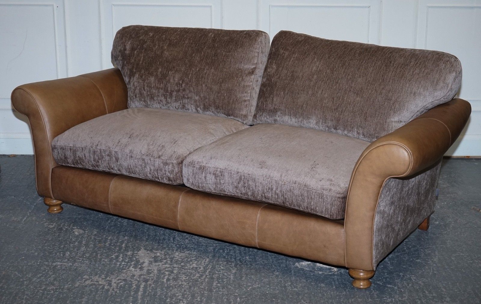 Vintage Alexander & James Blake 3 Seater Leather & Fabric Sofa Rrp £2,240 photo for sale