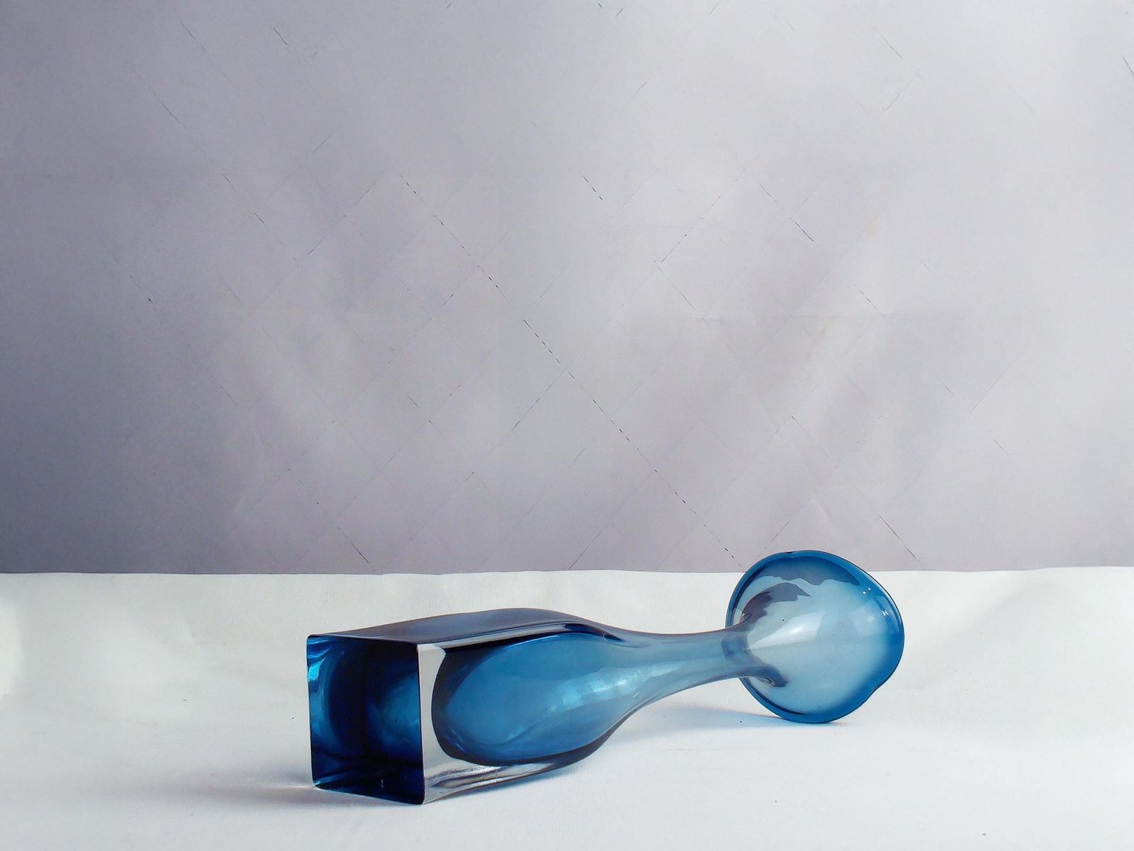 Swedish Mid Century Modern Aseda Aqua Marine Blue Art Glass Vase Designed By Bo Borgstrom. photo 50.0