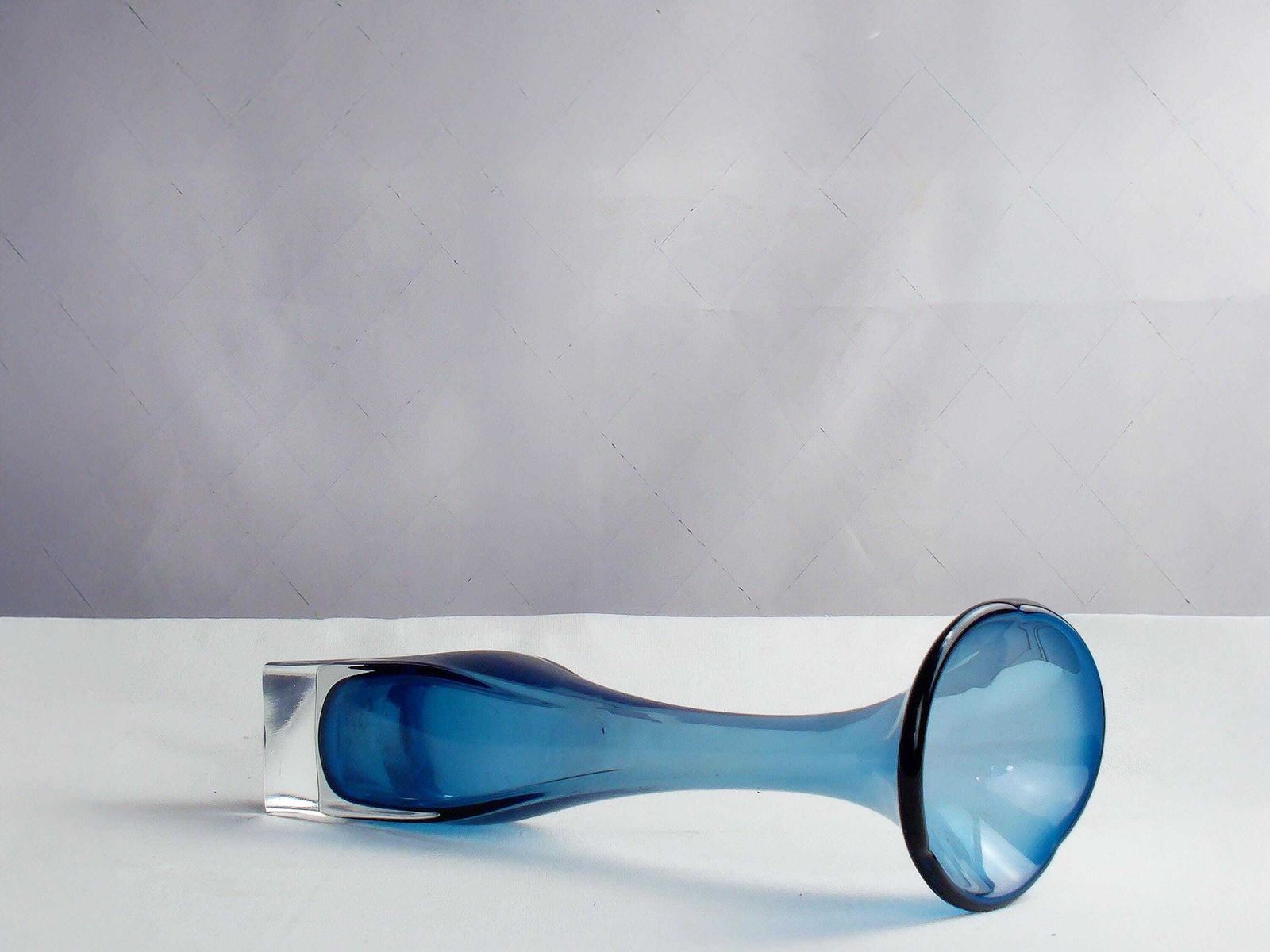 Swedish Mid Century Modern Aseda Aqua Marine Blue Art Glass Vase Designed By Bo Borgstrom. photo buy