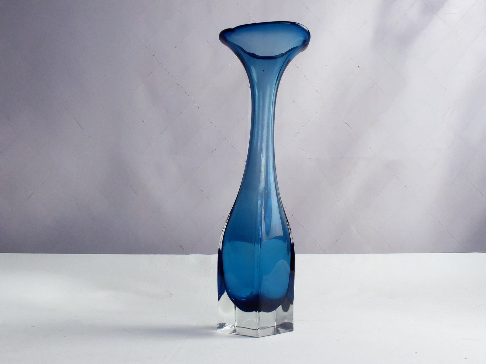 photo furniture Swedish Mid Century Modern Aseda Aqua Marine Blue Art Glass Vase Designed By Bo Borgstrom.