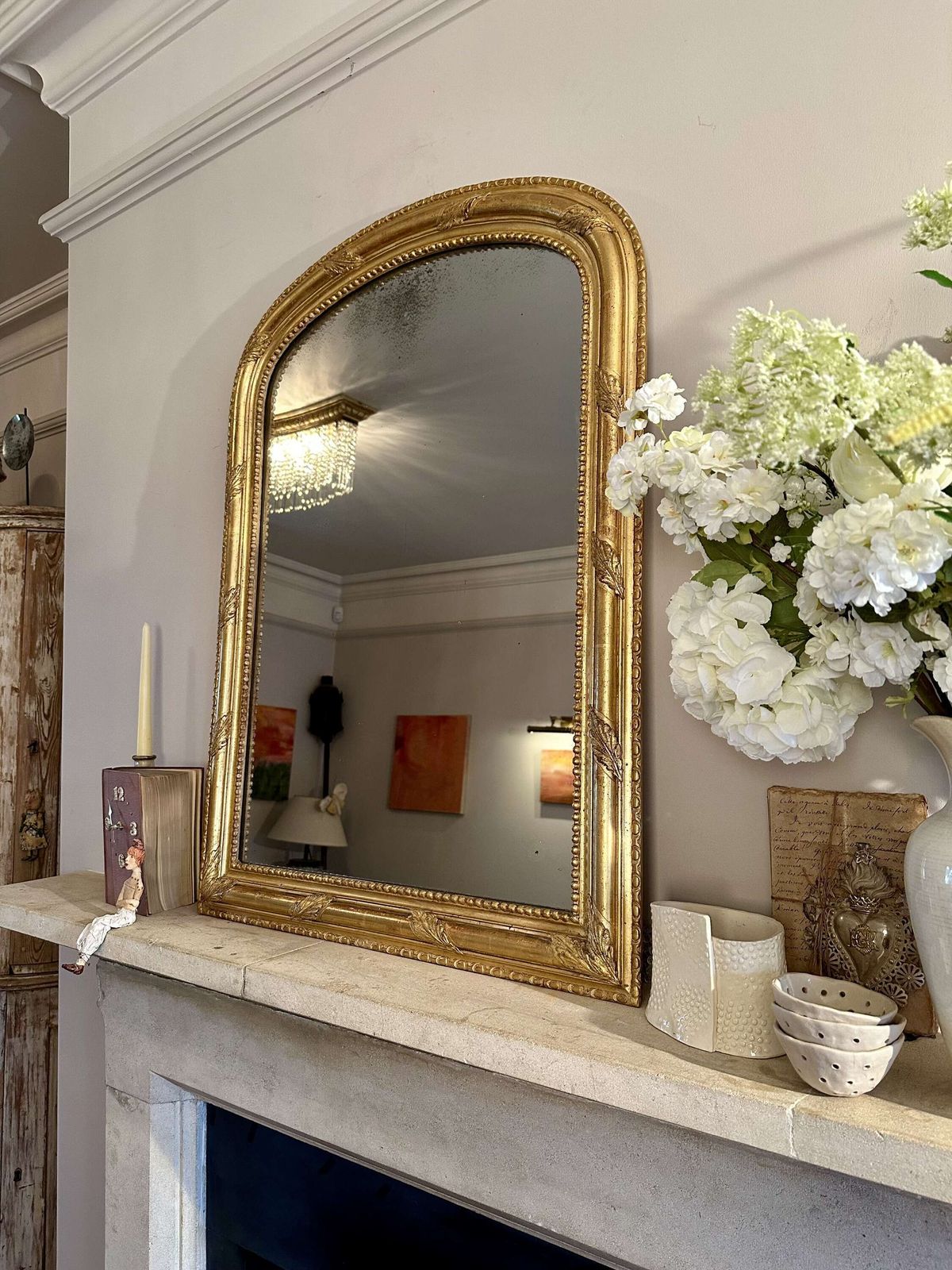 Antique French Louis Philippe Giltwood Mirror – 19th Century photo vintage