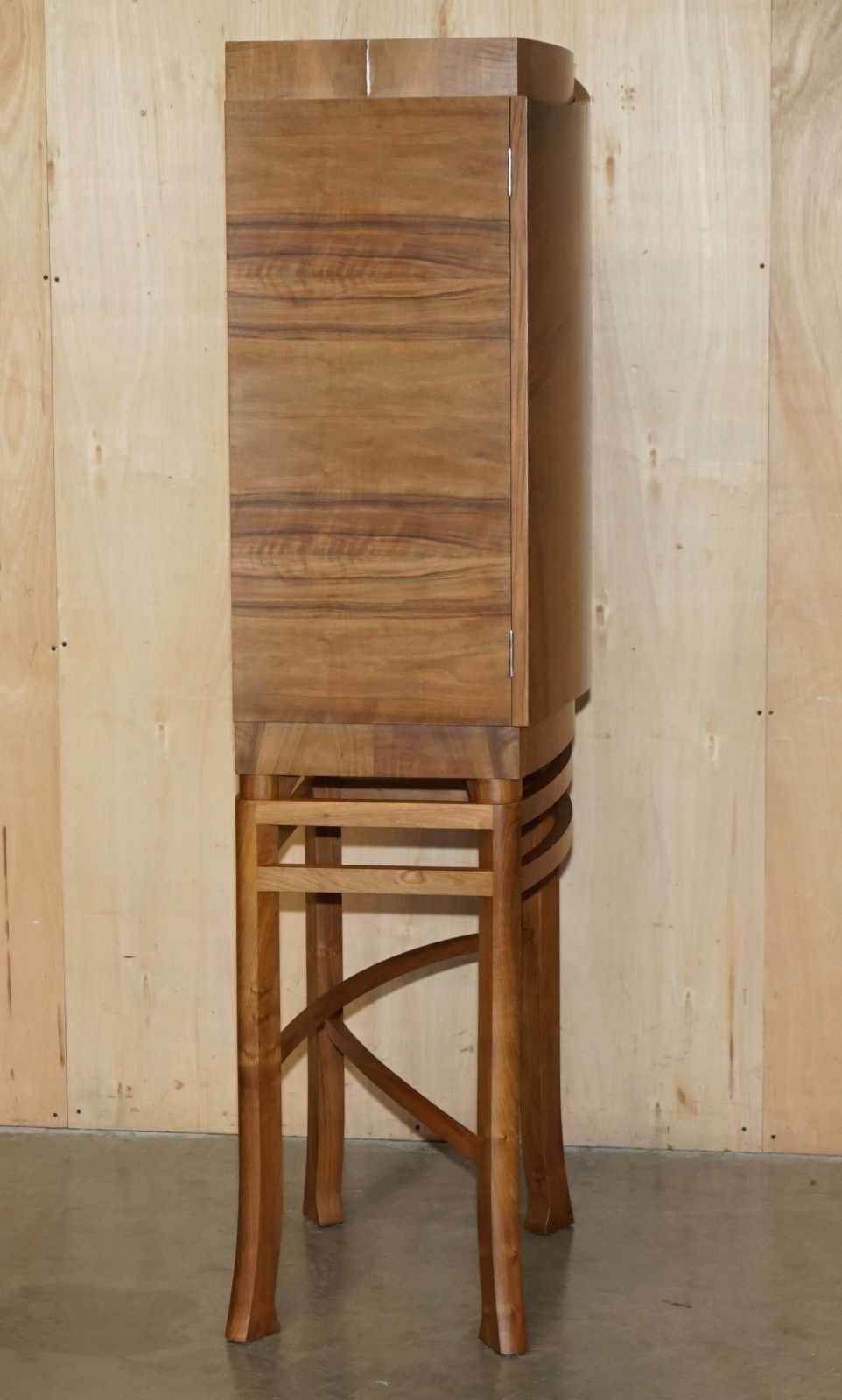 3950.0 Rrp £6,350 English Walnut Derek Elliott Glass Shelved Display Or Drinks Cabinet photo