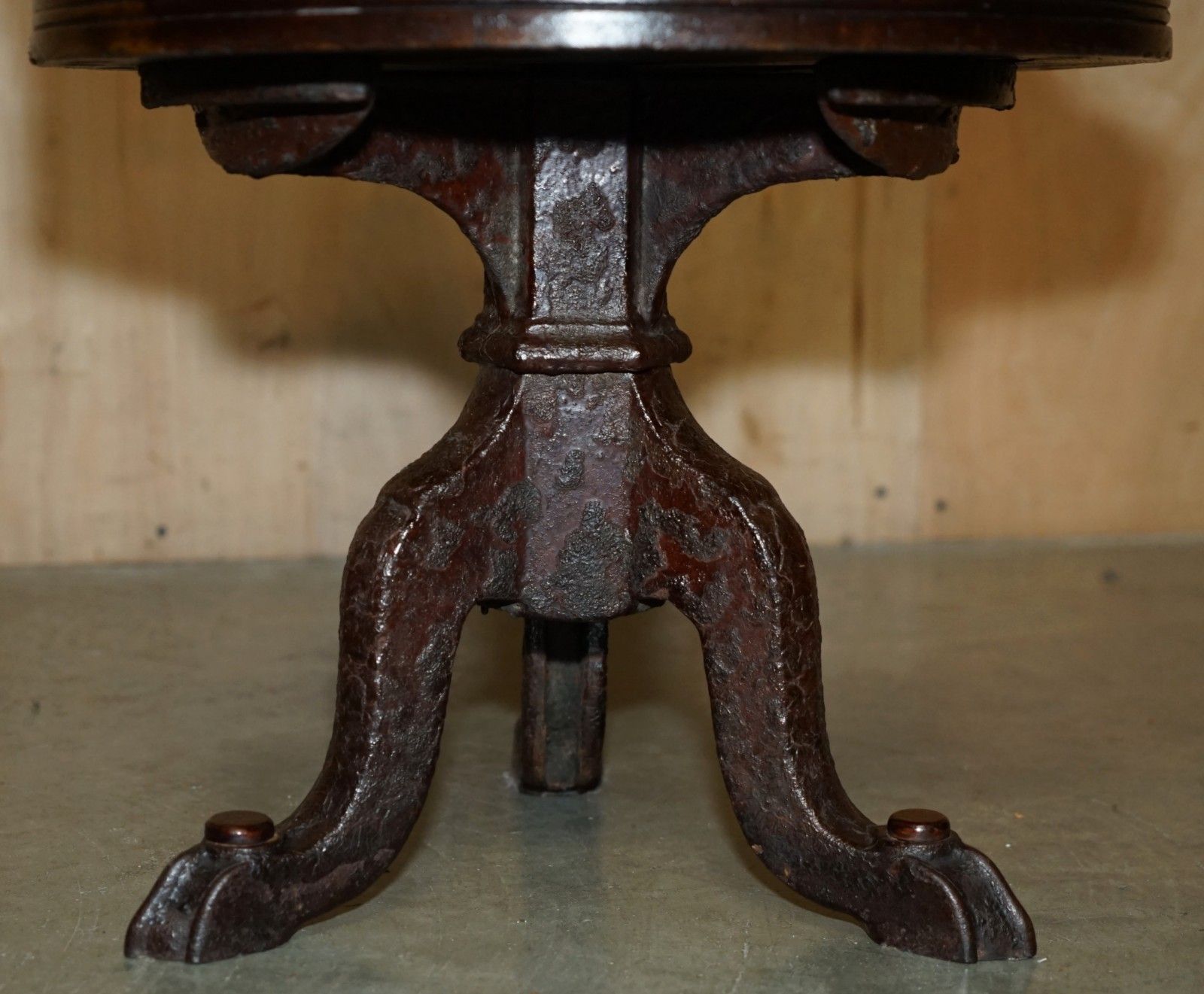 Antique Victorian Hand Carved Mahogany Ships Captains Cast Iron Base Armchair photo vintage