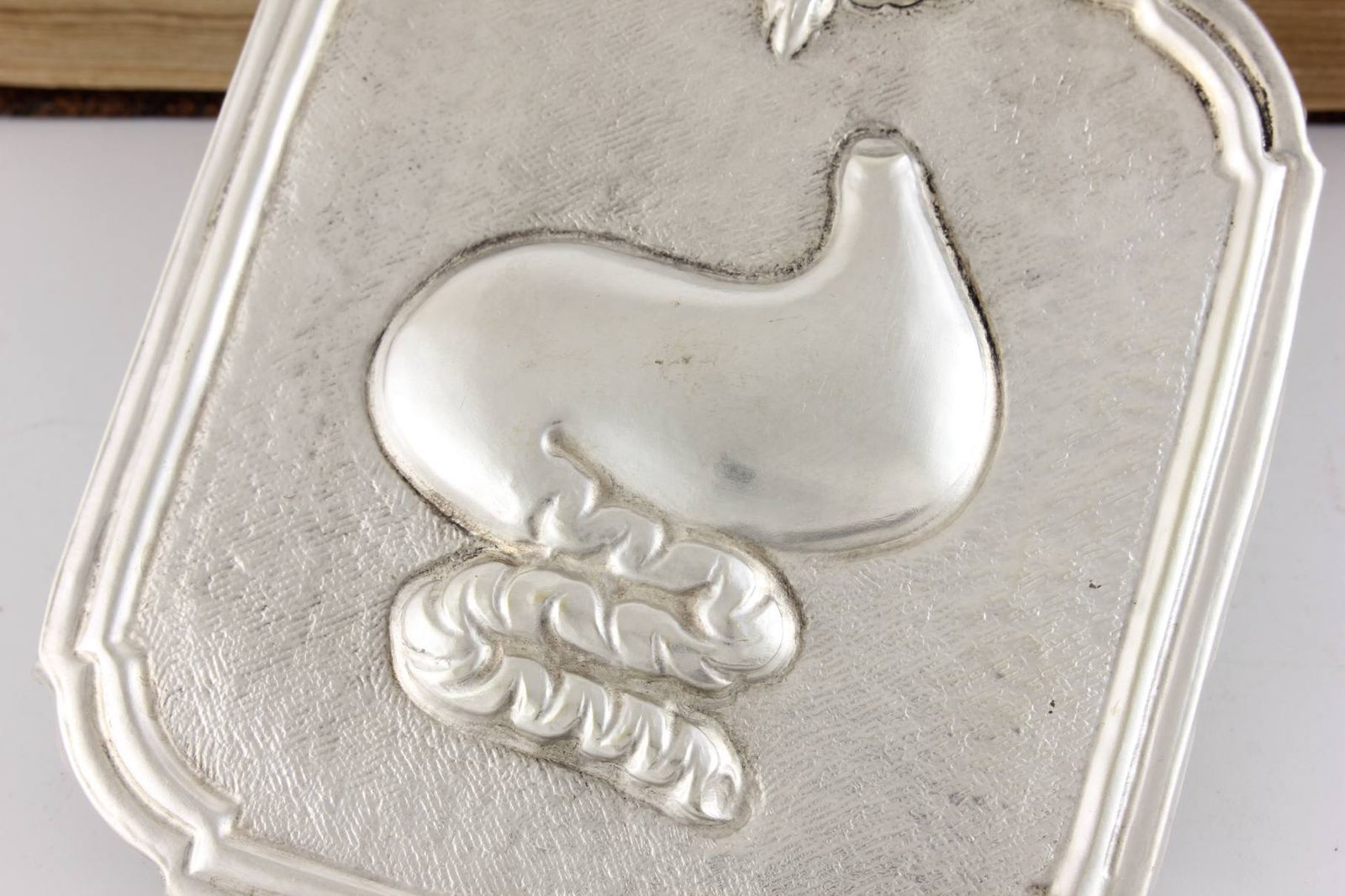 Home Decor Stomach & Intestines Silver Plate Ex Voto. Italian Religious Votive photo
