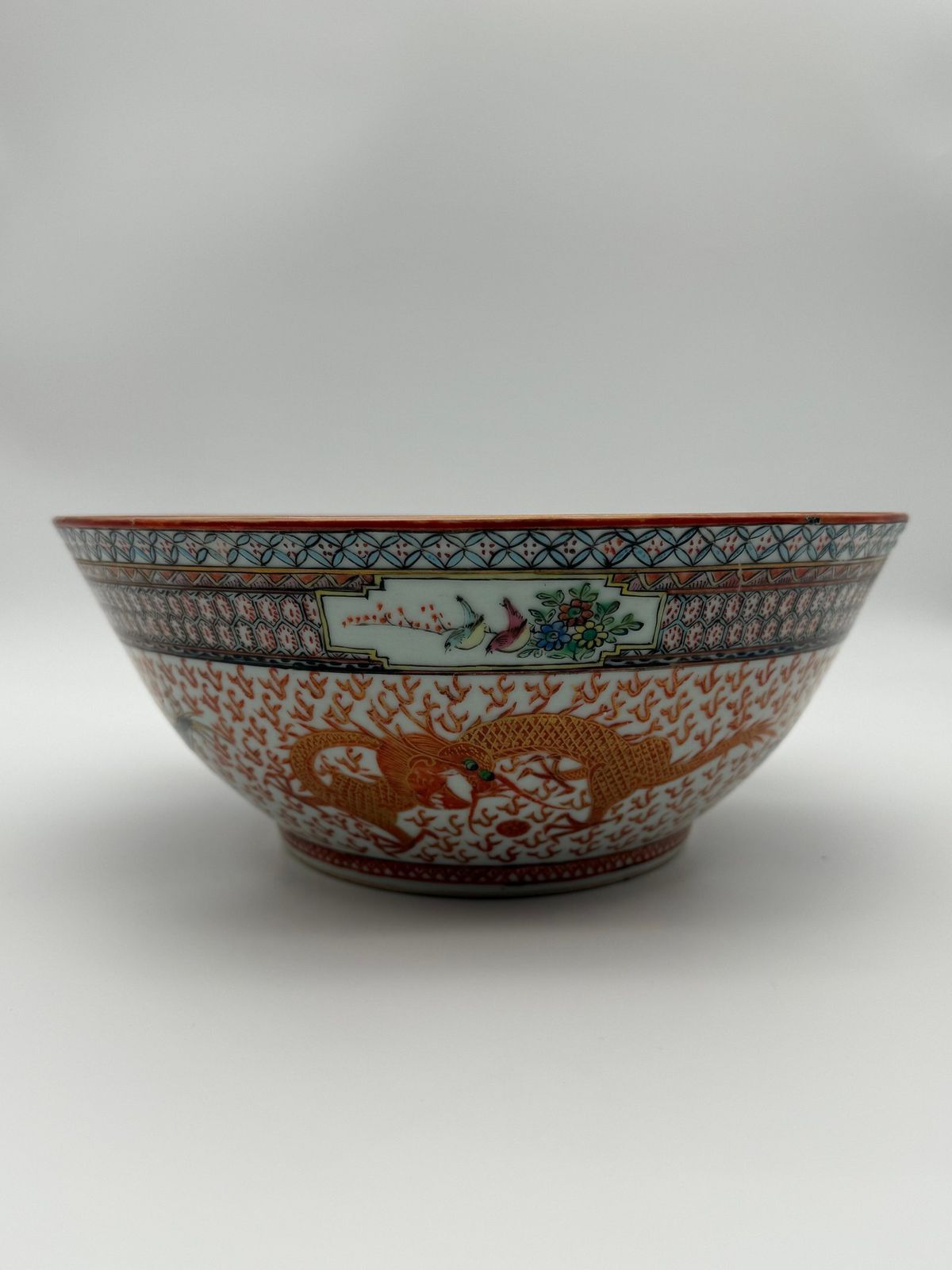 Fantastic Antique Chinese Dragon Punch Bowl, Qing Period, Late 19th / Early 20th Century photo furniture