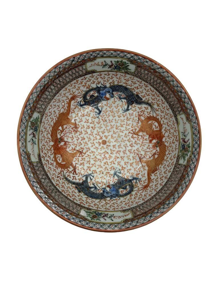 Fantastic Antique Chinese Dragon Punch Bowl, Qing Period, Late 19th / Early 20th Century photo for sale