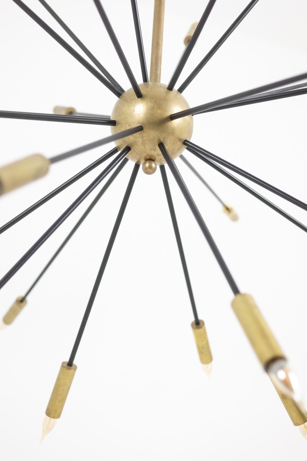 Sputnik Shaped Chandelier In Patinated Gold Plated Brass And Black Lacquer. Contemporary. photo for sale