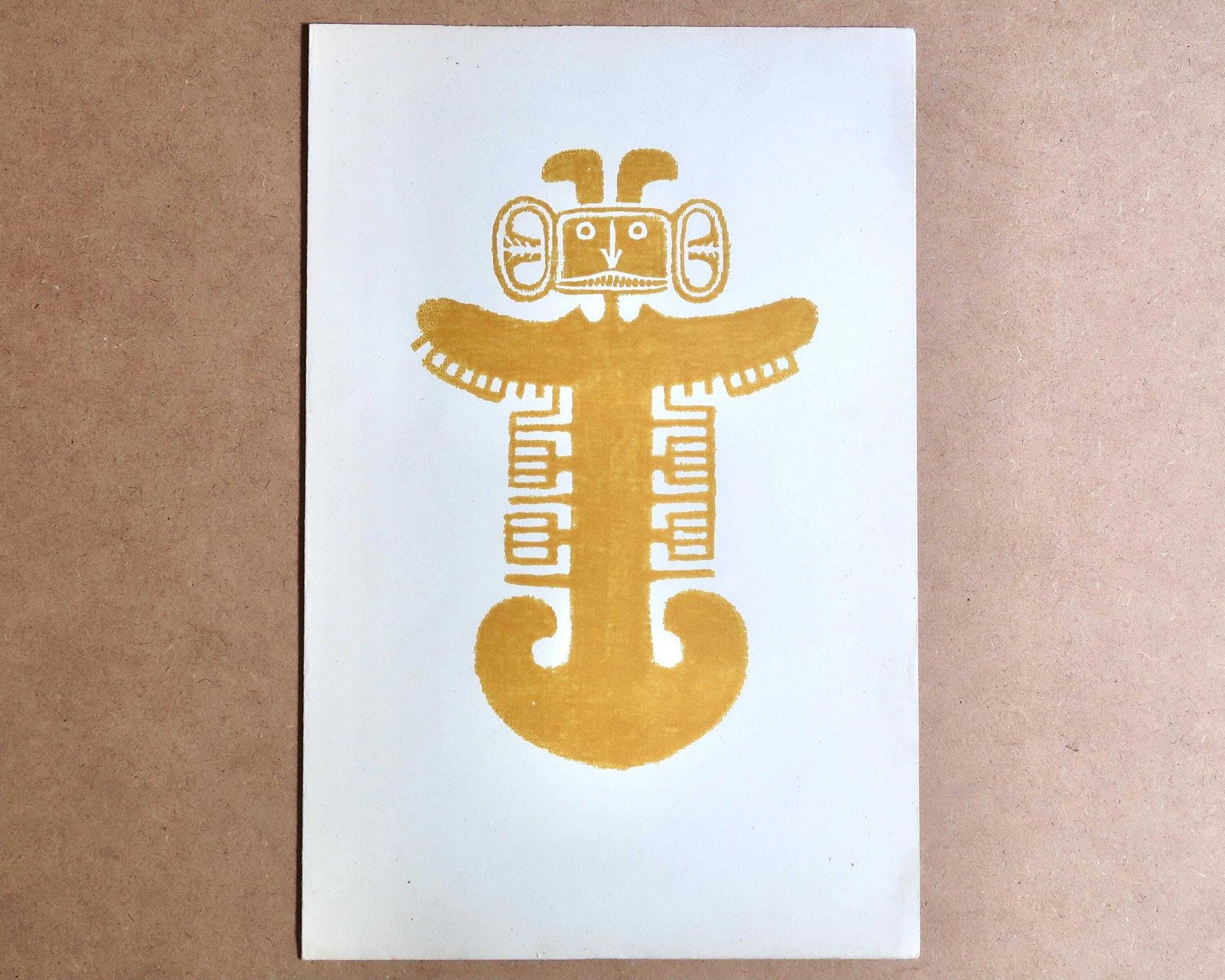 Original Pre Colombian Print By Georges Arnulf, 1967 / Tolima, Calima, Quimbaya Style