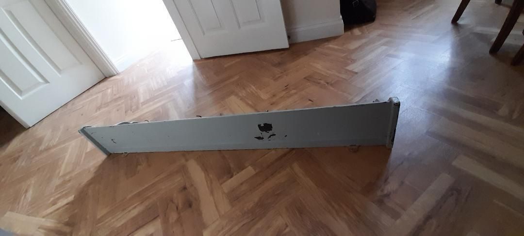 Vintage Solid Wood Wall Coat Rack Hat 7 Metal Hooks 121cmw Grey Green Gc photo vintage