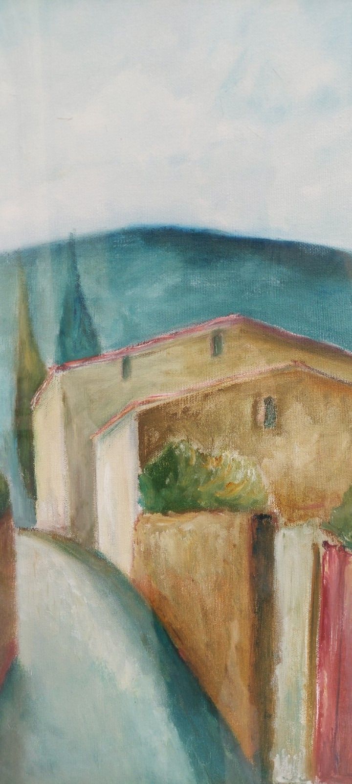 Oil Painting On Canvas Tuscan Landscape 50x70 Cm 60s 70s photo for sale