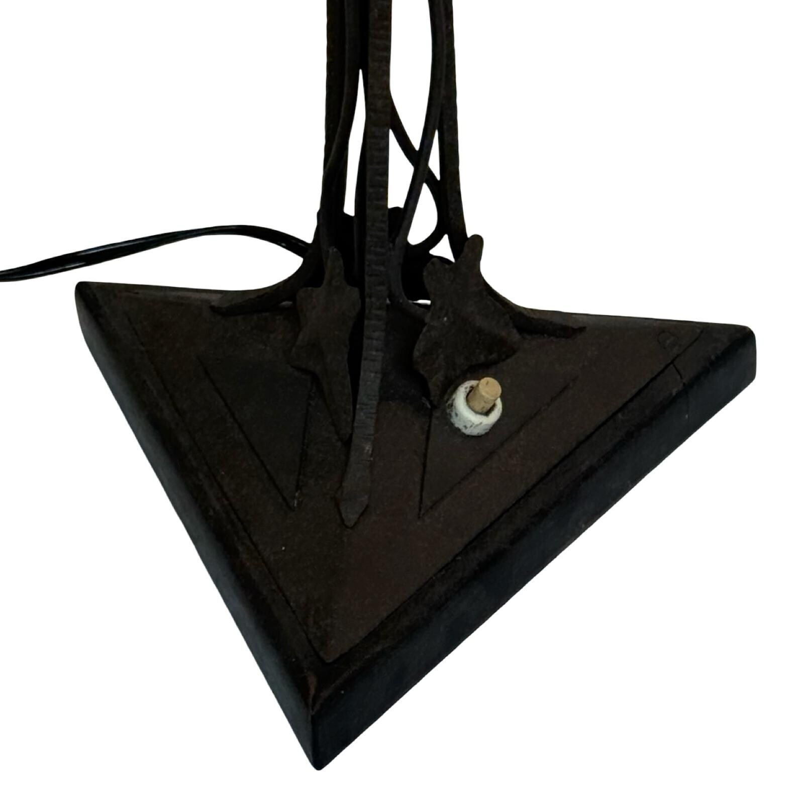 Art Deco   Table Lamp   Satin Glass Dome Resting On Wrought Iron Base   France   Ca. 1930's photo Lighting