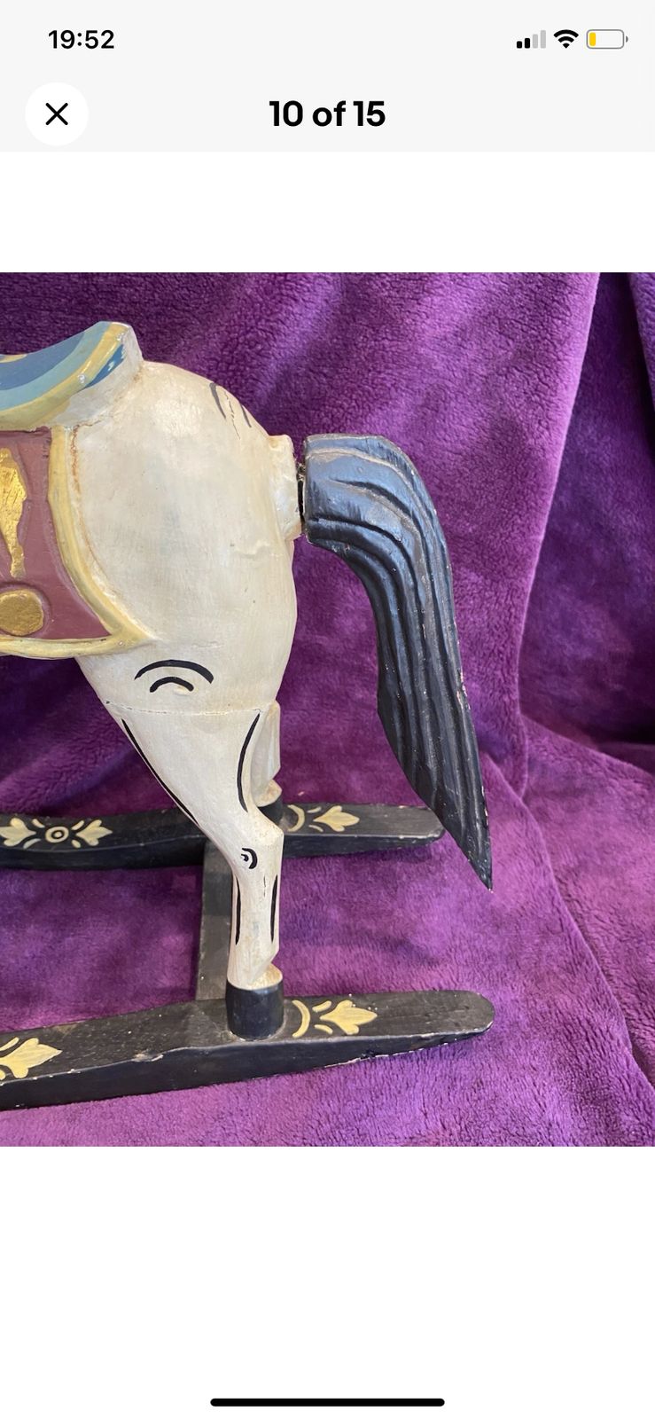 Antique Wooden Rocking Horse Multicoloured Gold Handmade Hand Paint Art photo 125.0