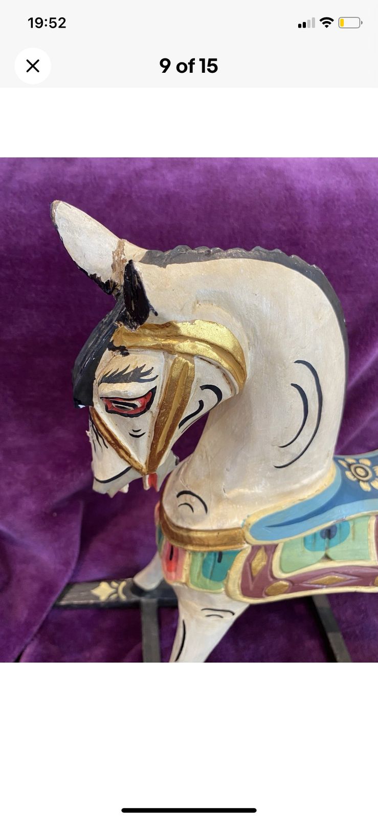 photo furniture Antique Wooden Rocking Horse Multicoloured Gold Handmade Hand Paint Art
