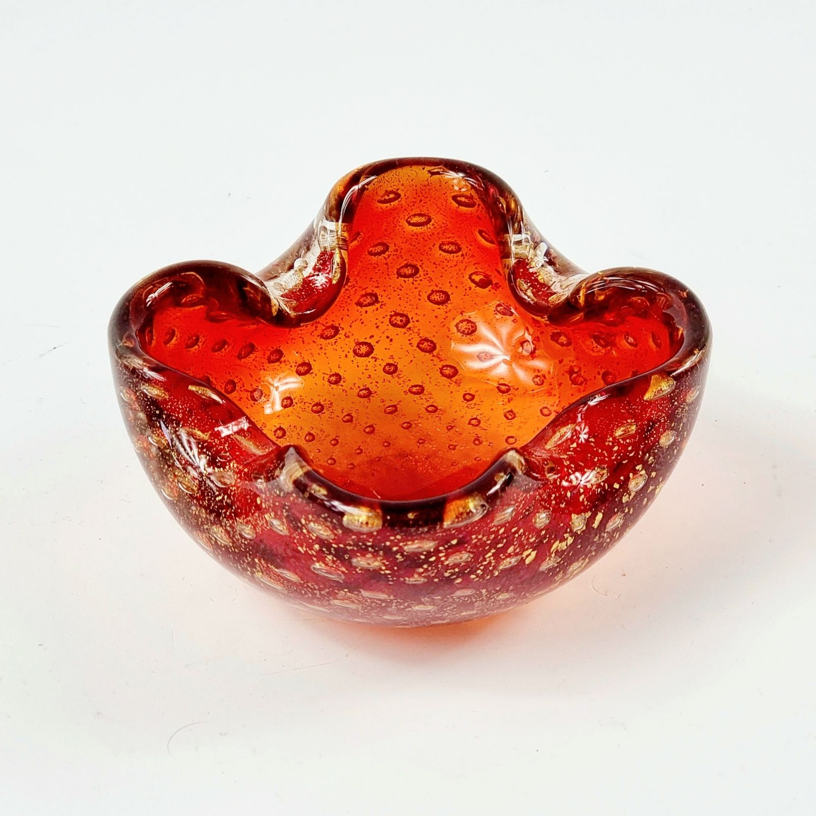 Mid Century Murano Glass Catchall Or Ashtray With Gold Dust & Air Bubbles From Barovier & Toso, Italy, 1960s photo Home Decor