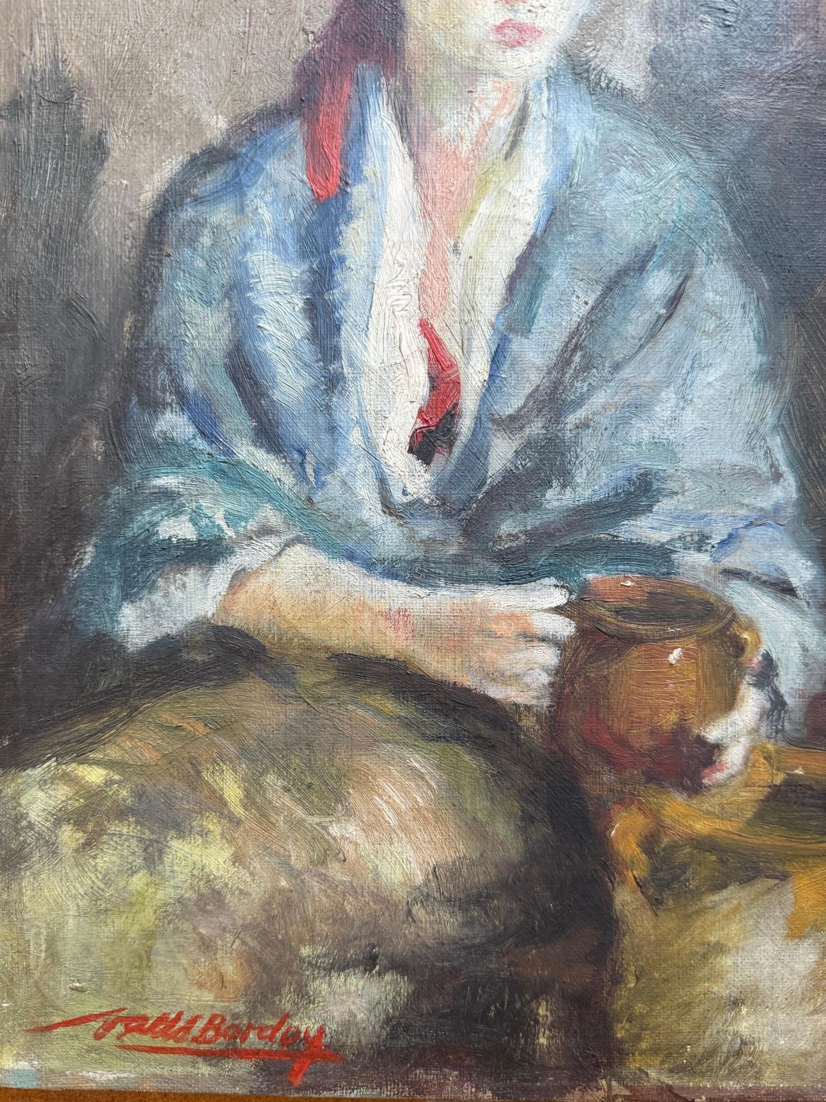 Antoni Valls Bordoy Woman With A Pitcher, Oil On Canvas 1953 photo for sale