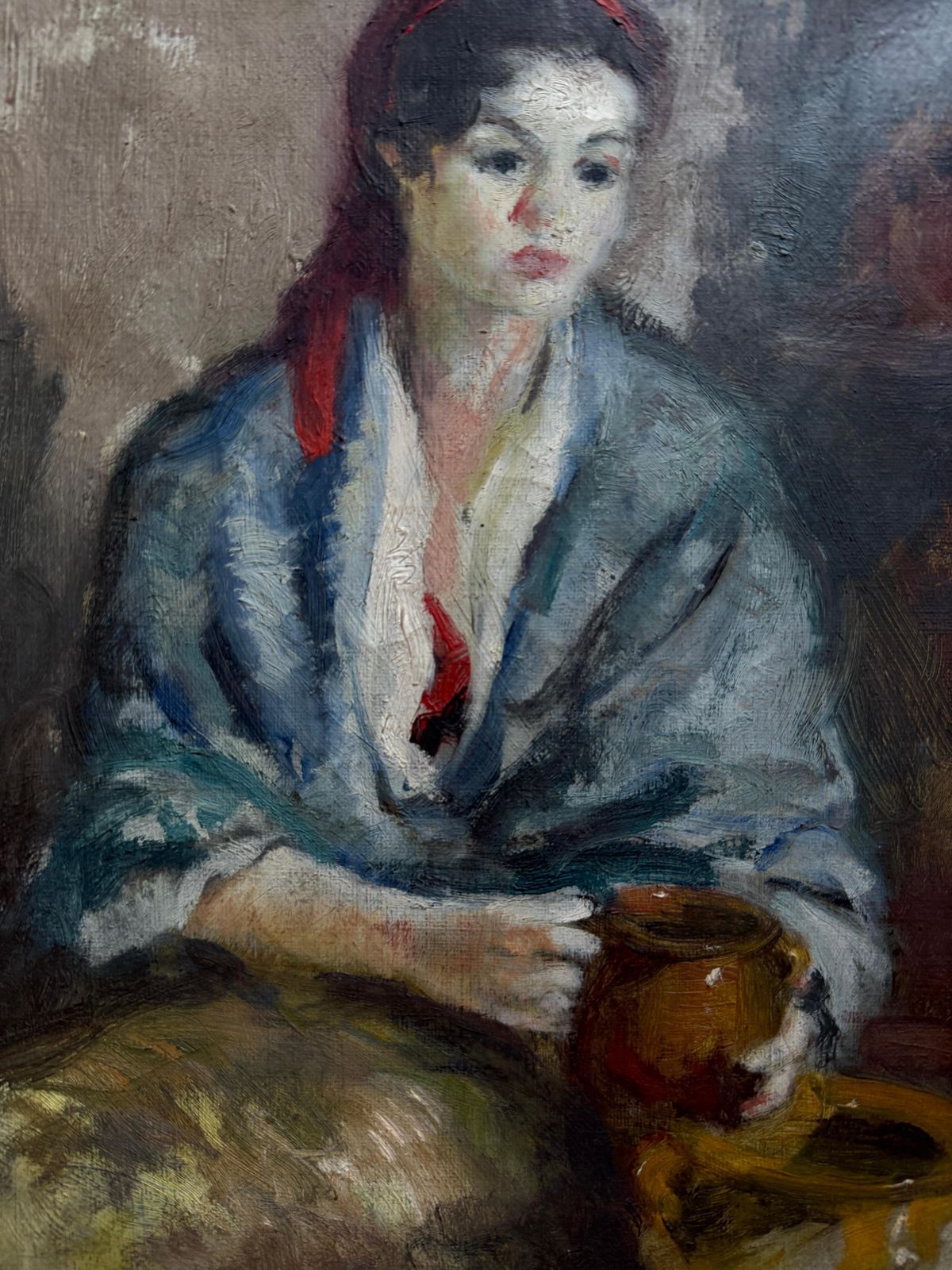Antoni Valls Bordoy Woman With A Pitcher, Oil On Canvas 1953 photo Art