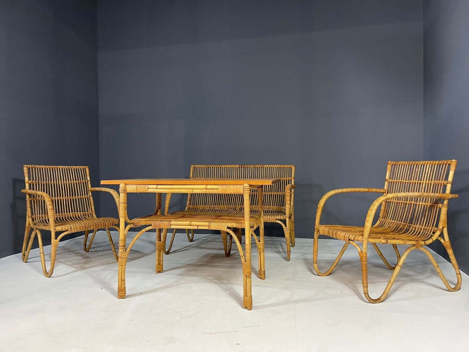 Art Deco Rattan Seating Set, Central Europe, 1930s–1940s photo buy