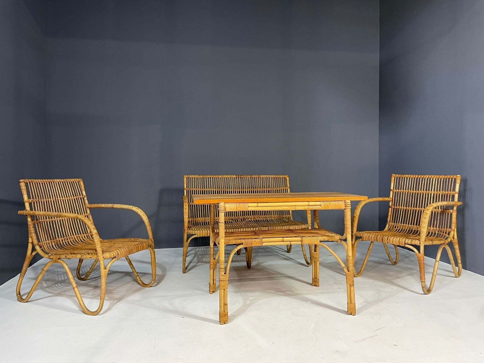 935.0 Art Deco Rattan Seating Set, Central Europe, 1930s–1940s photo