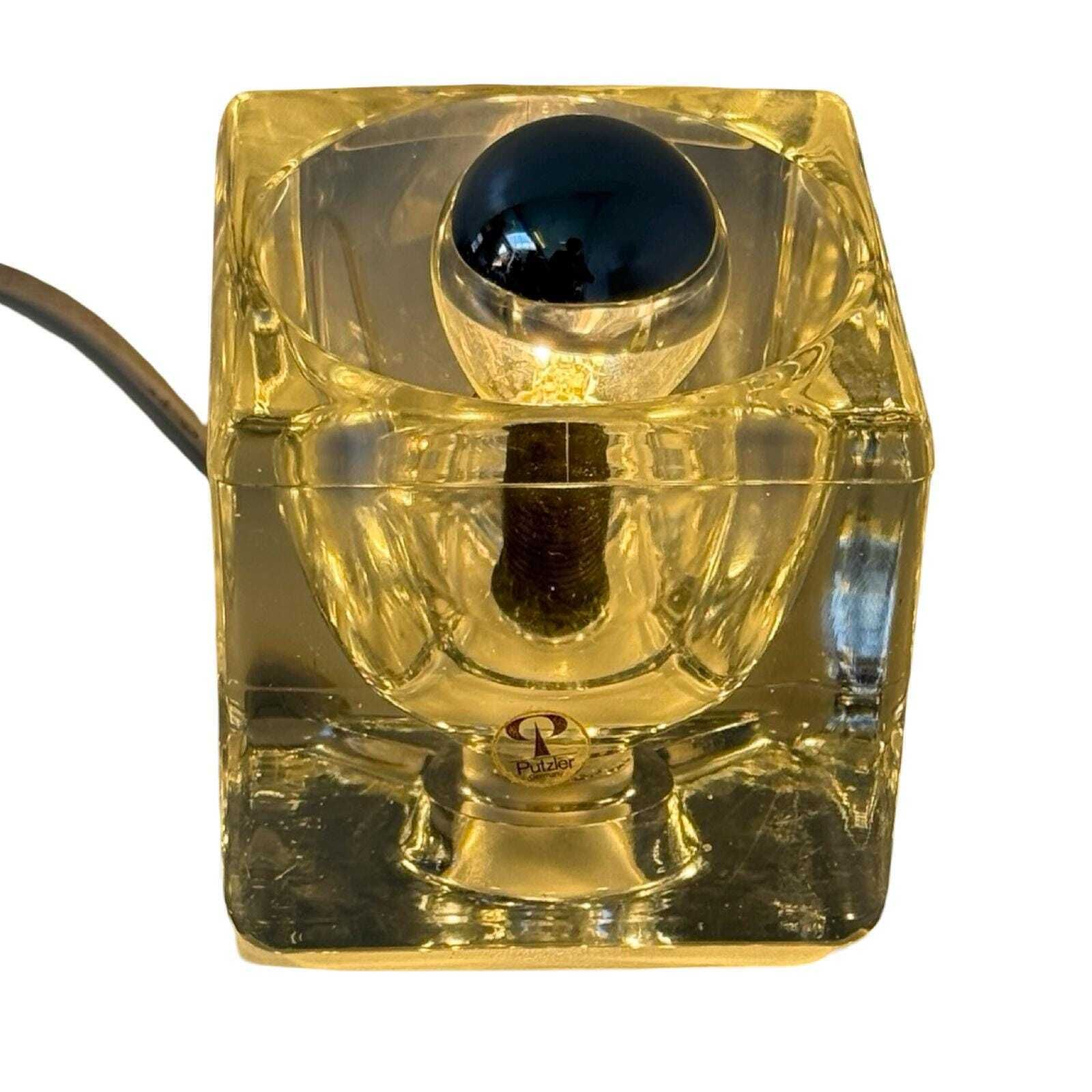 Peill & Putzler   Desk Lamp In The Shape Of A Glass Cube   Space Age / Pop Art Design   Germany   1970's (Marked, Original Sticker) photo buy