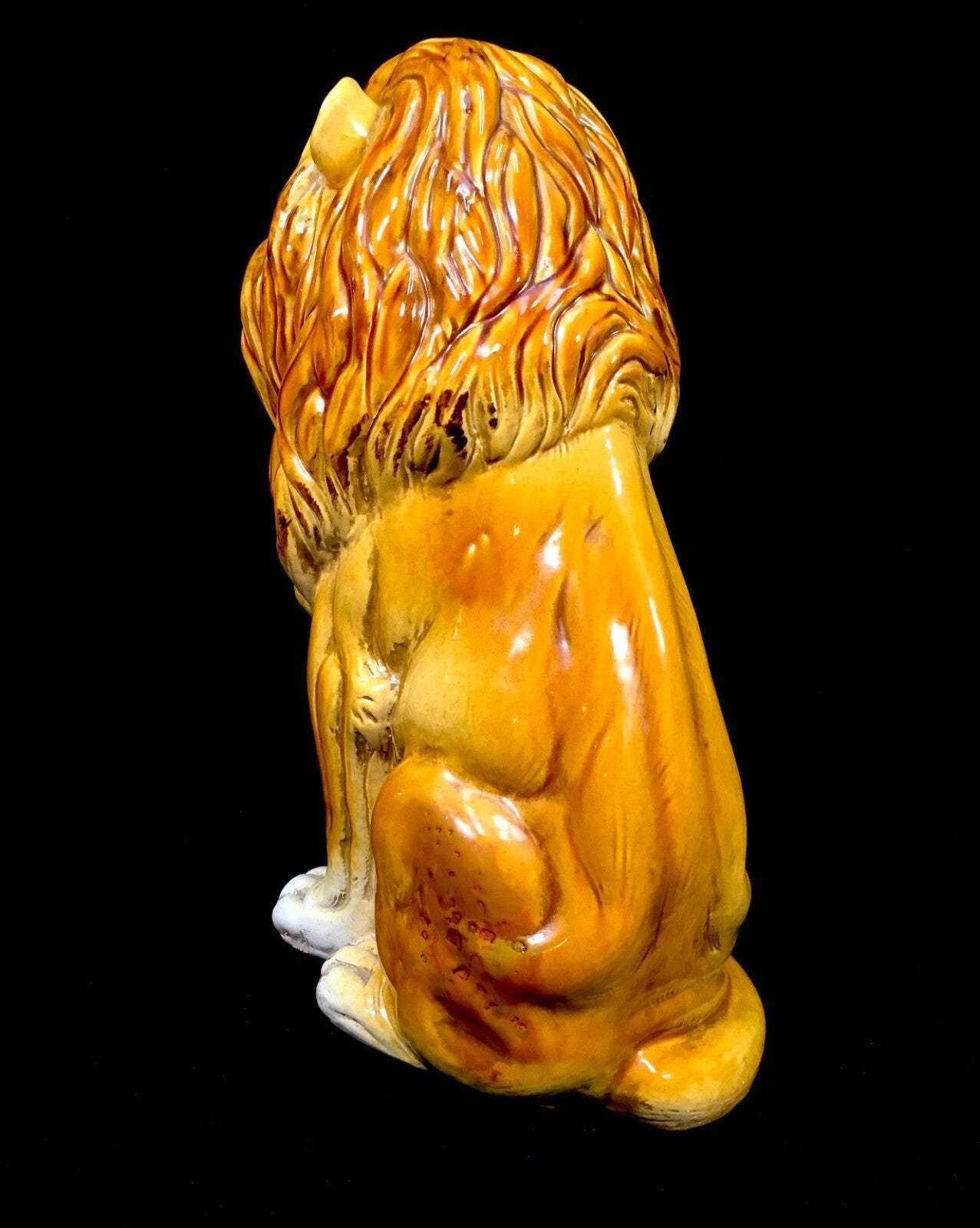 photo for sale Vintage 1970s Italian Large Ceramic Lion Statue / Antique / Mid Century Tabletop