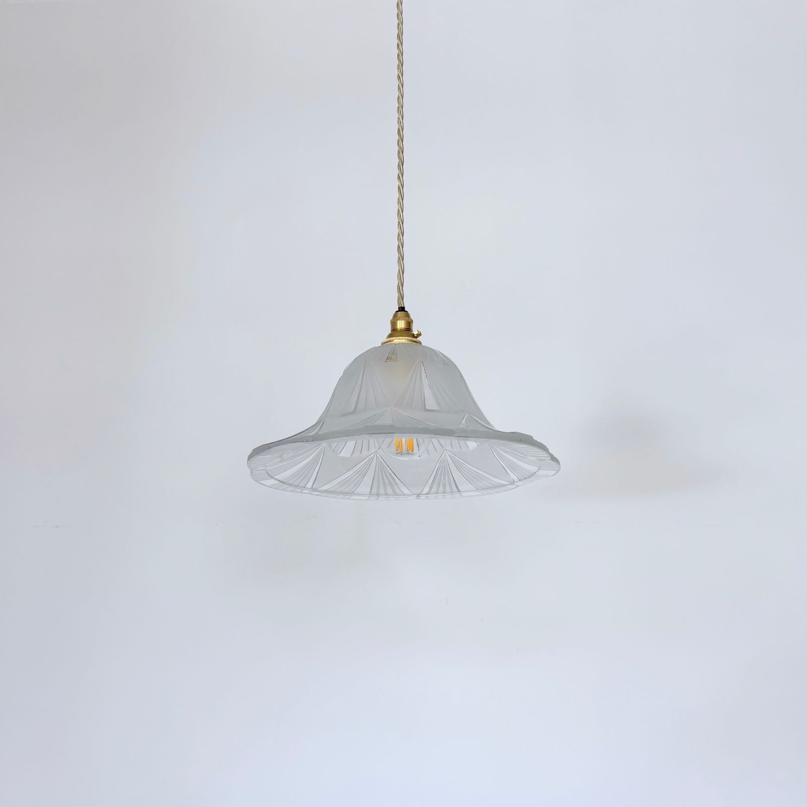 Set Of Three Geometric Frosted And Clear Globe Shades photo furniture
