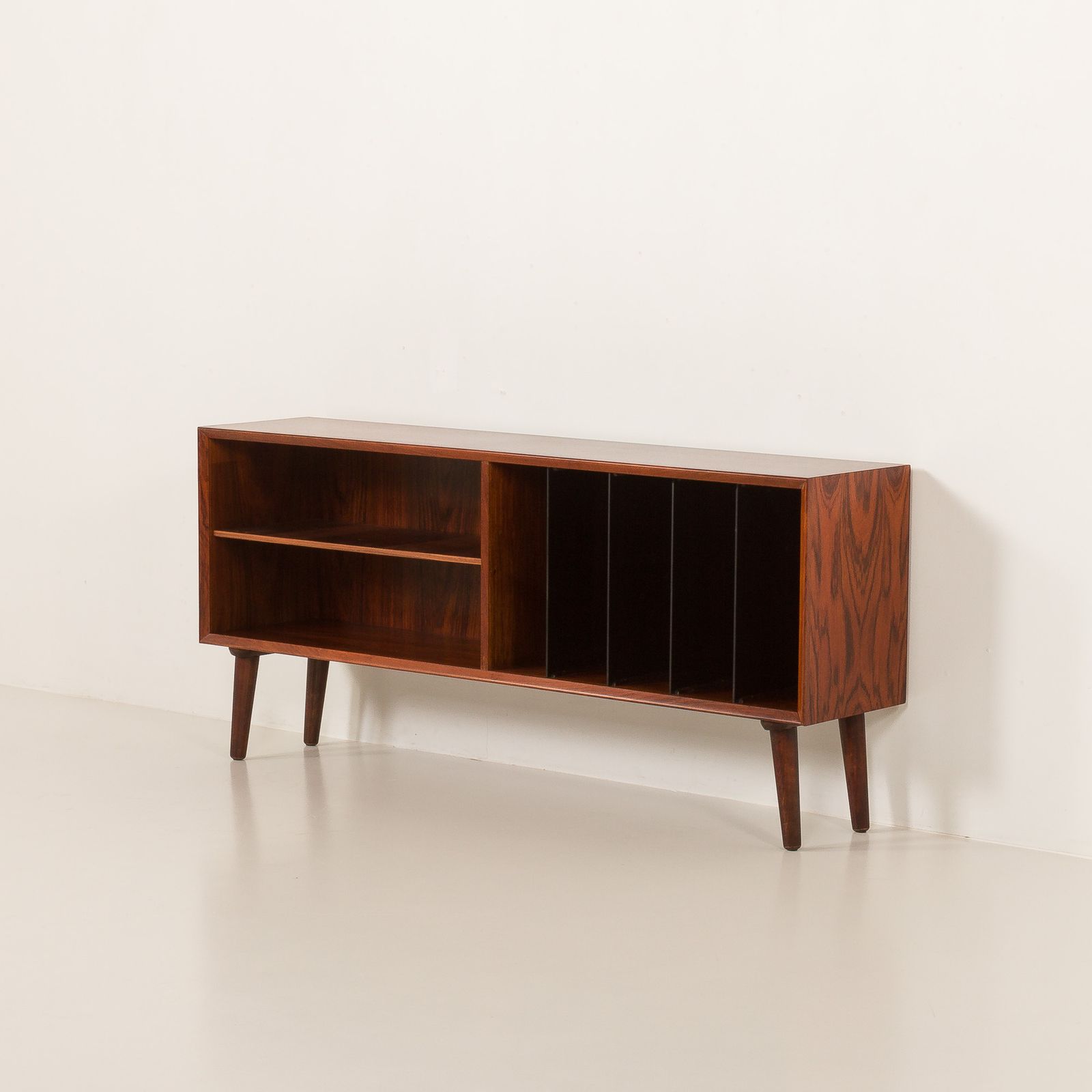 Scandinavian Rosewood Sideboard, Vintage Vinyl Records Cabinet, Denmark 1970s. photo for sale