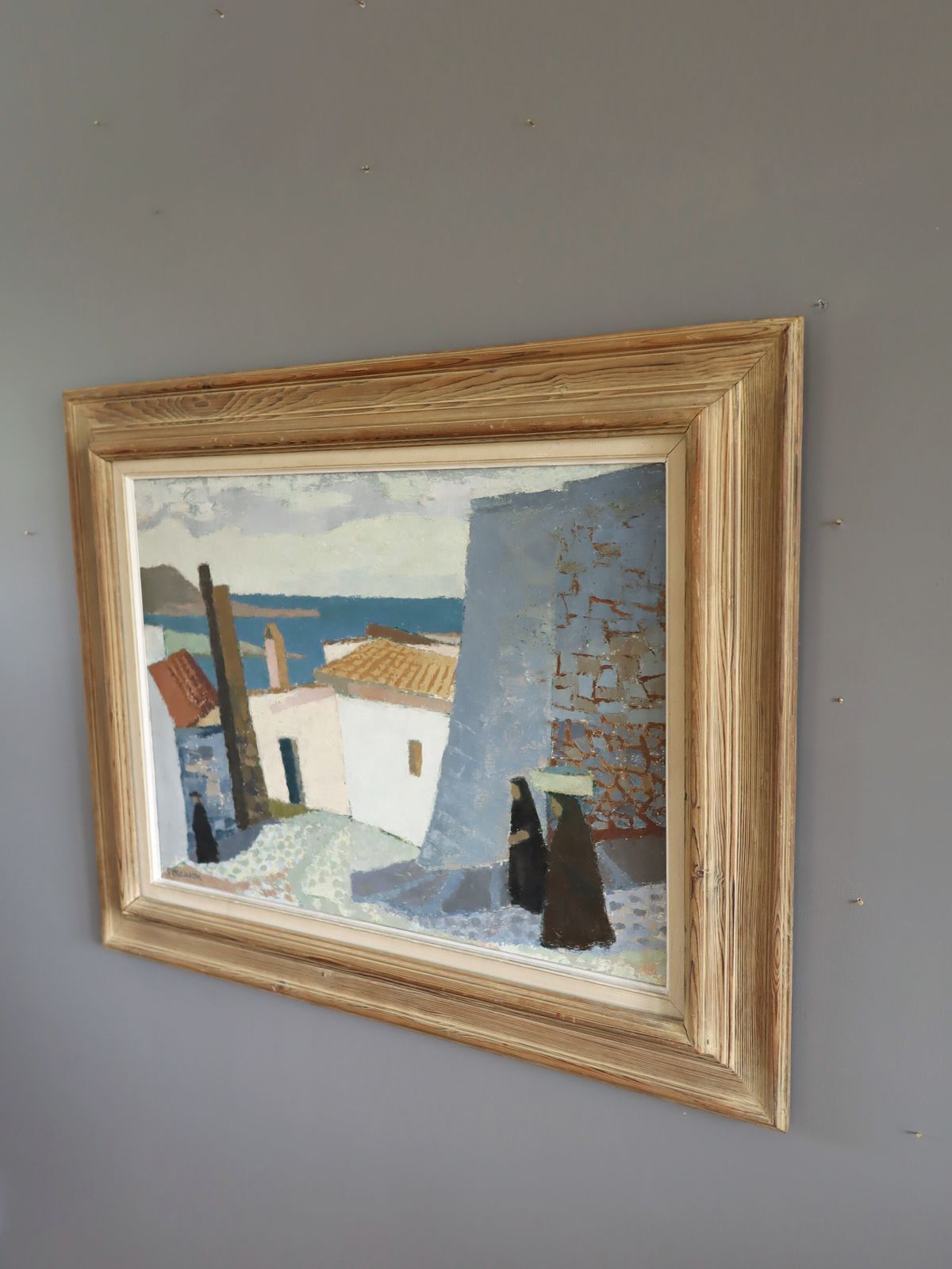 Coastal Descent Oil Painting, Mid 20th Century photo for sale