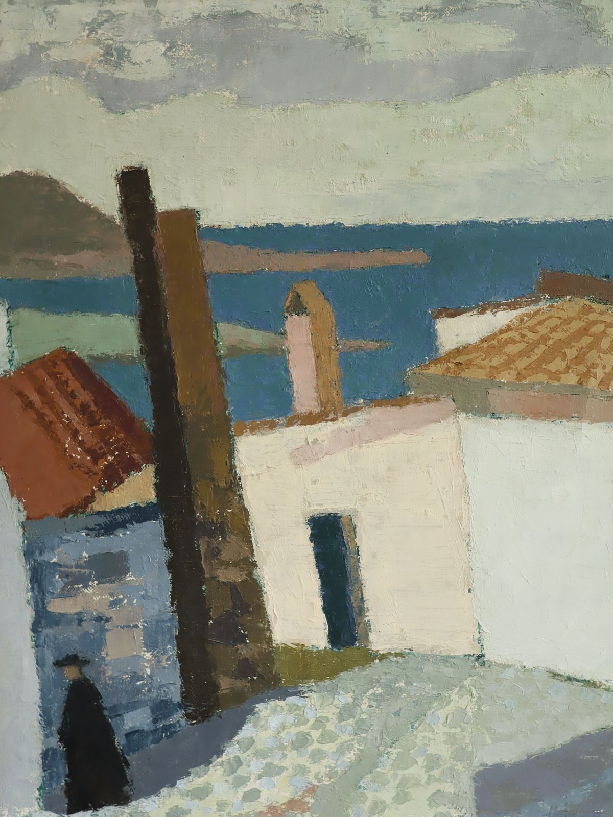 Coastal Descent Oil Painting, Mid 20th Century photo vintage