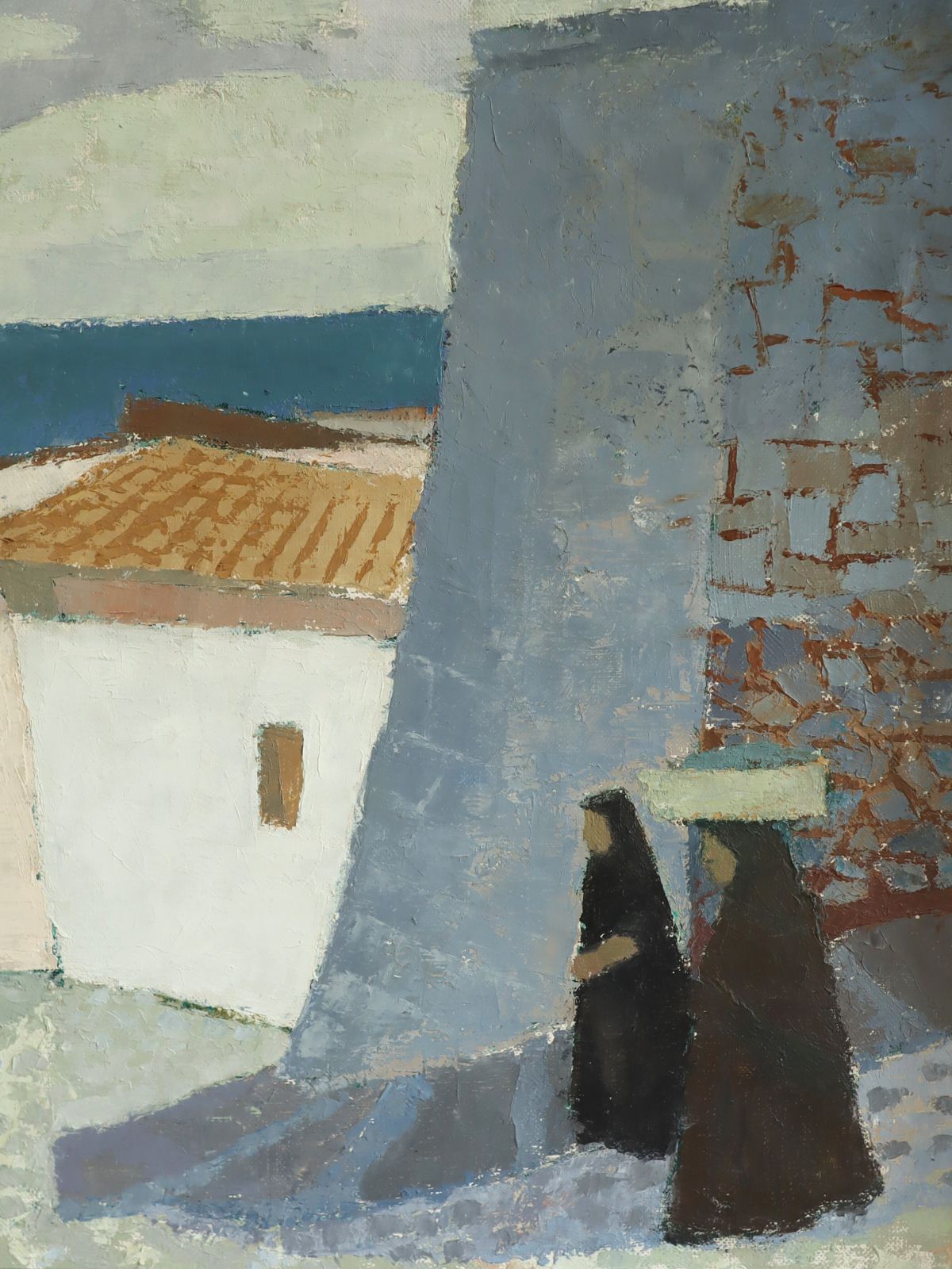 photo furniture Coastal Descent Oil Painting, Mid 20th Century