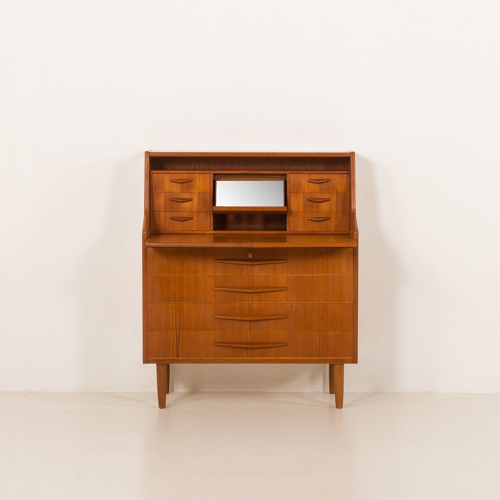 Danish Teak Mid Century Modern Secretaire Cabinet With A Desk And Vanity, 1960s photo buy