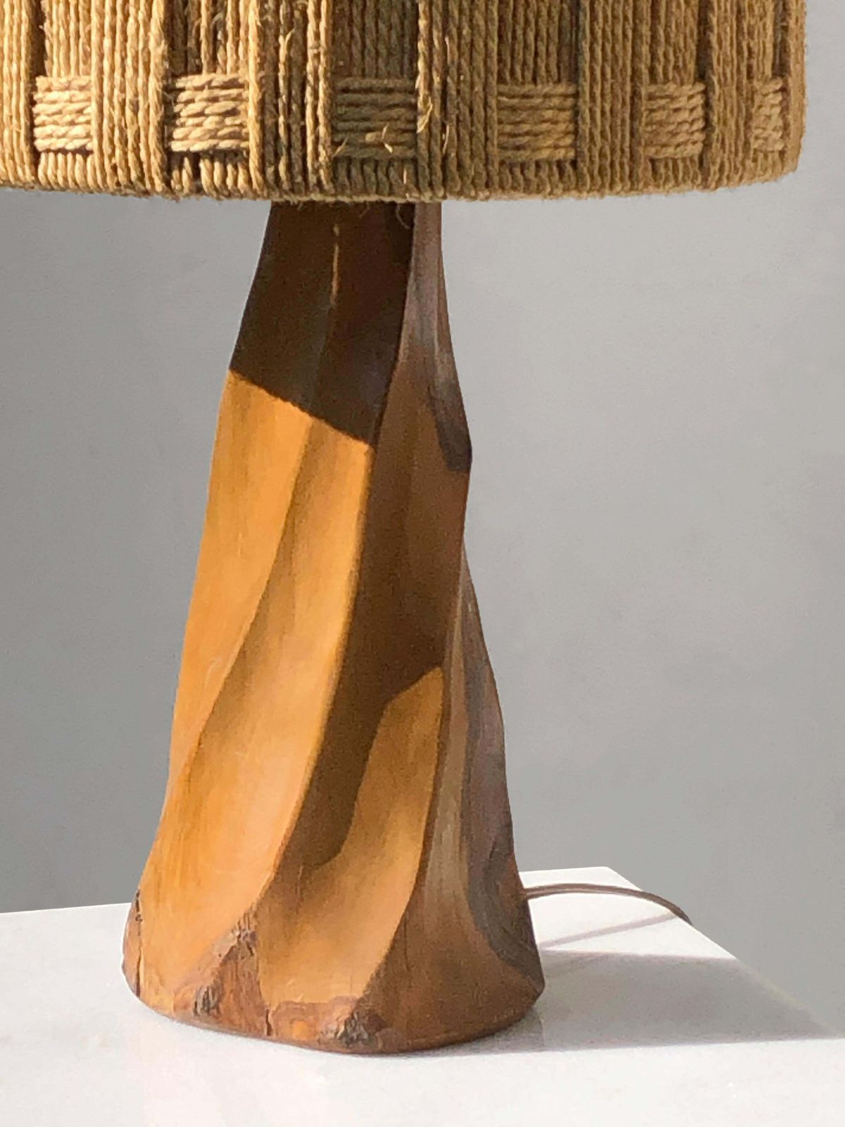 A Rustic Brutalist Mid Century Modern Sculptural Wooden Table Top France 1970 photo Lighting