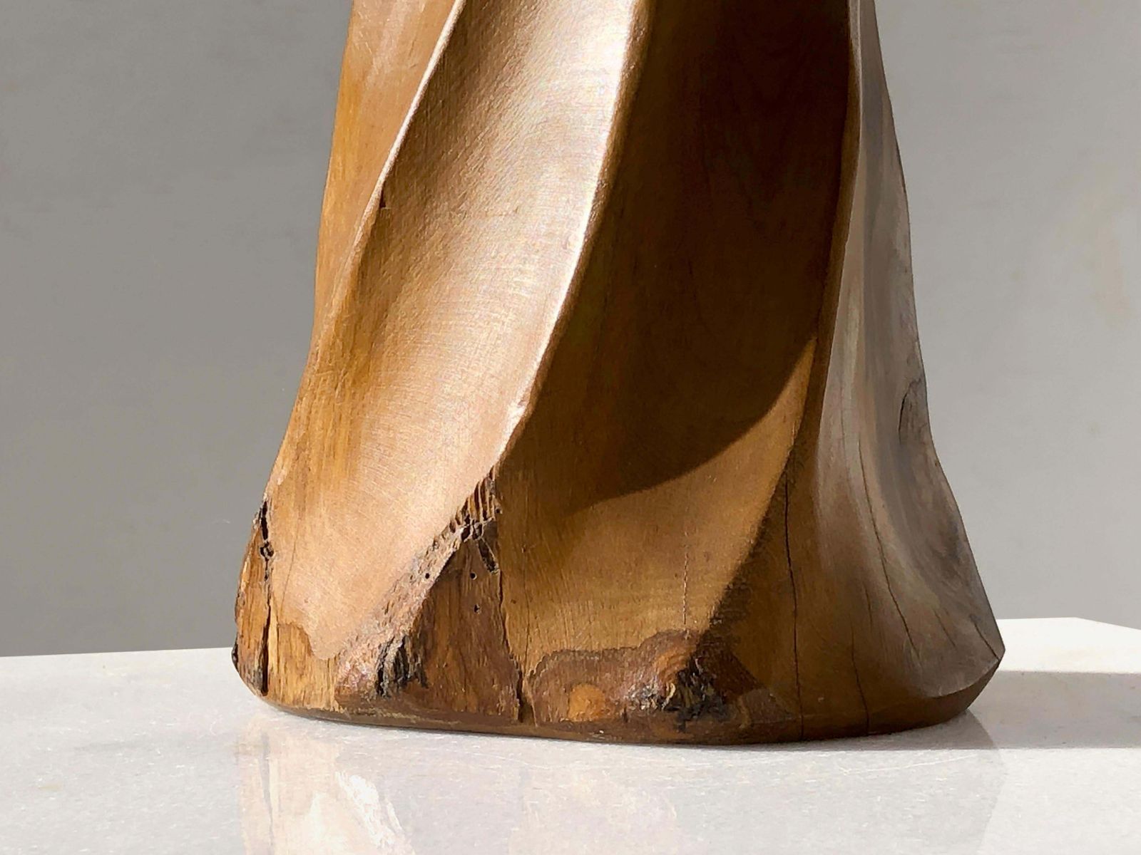 A Rustic Brutalist Mid Century Modern Sculptural Wooden Table Top France 1970 photo vintage