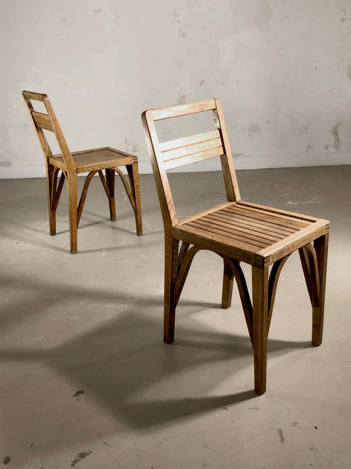 Furniture Pair Of 2 Mid Century Modern Chairs, In The Style Of Rene Gabriel, France 1950 photo