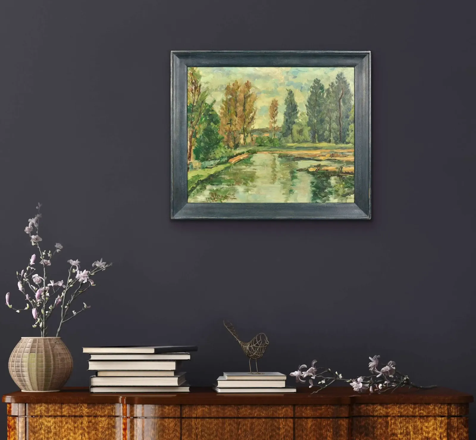 Henri Joseph Pauwels 1903 To 1983. Belgian. Paysage Arboré. Wooded Landscape. Framed Provincial Oil Painting. Flanders Artist. photo vinterior