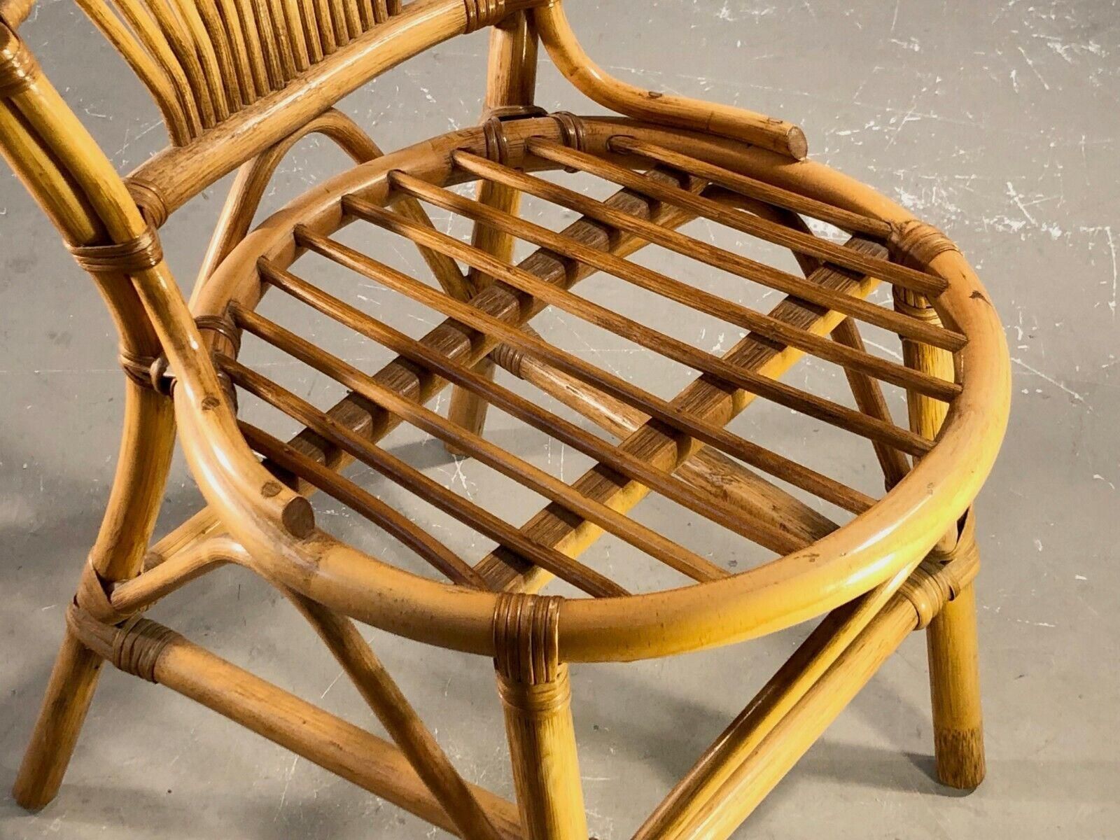Set Of 4 Shabby Chic Bamboo Chairs In Audoux Minnet Style, France 1970 photo 2838.0