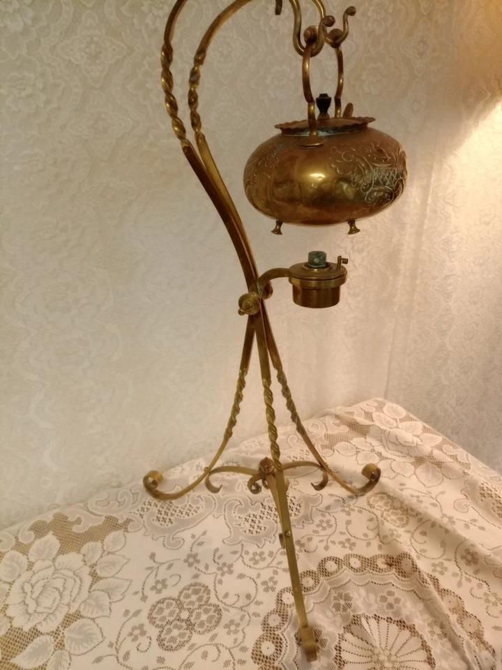 Antique Brass Spirit Kettle On Stand photo buy