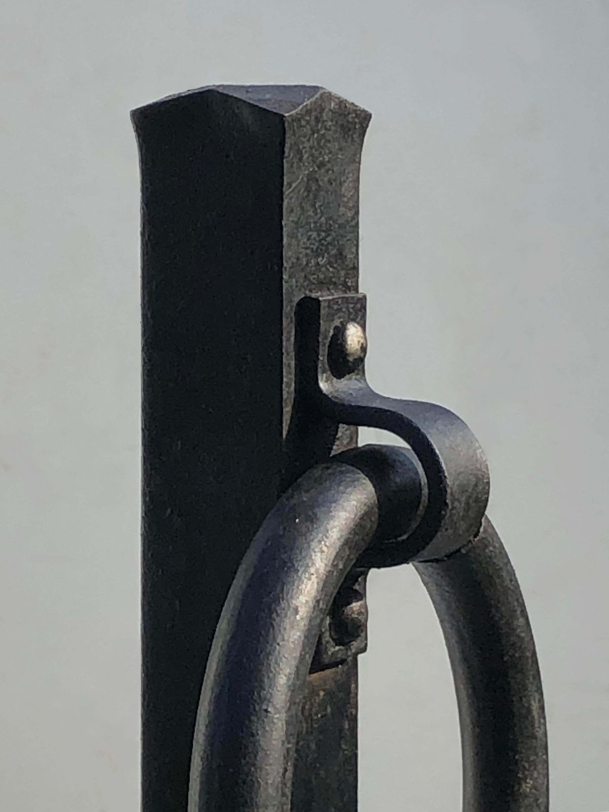 Pair Of Brutalist Modernist Shabby Chic Wrought Iron Andirons, France 1960 photo Home Fixtures