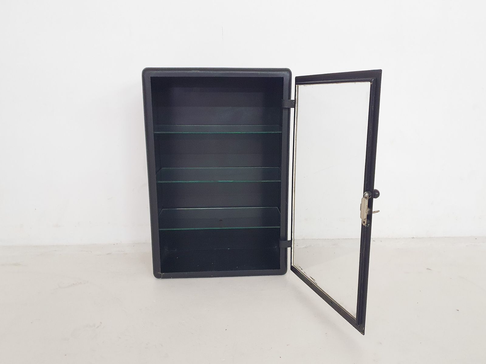 Black Metal Medicine Cabinet, The Netherlands 1940's photo for sale