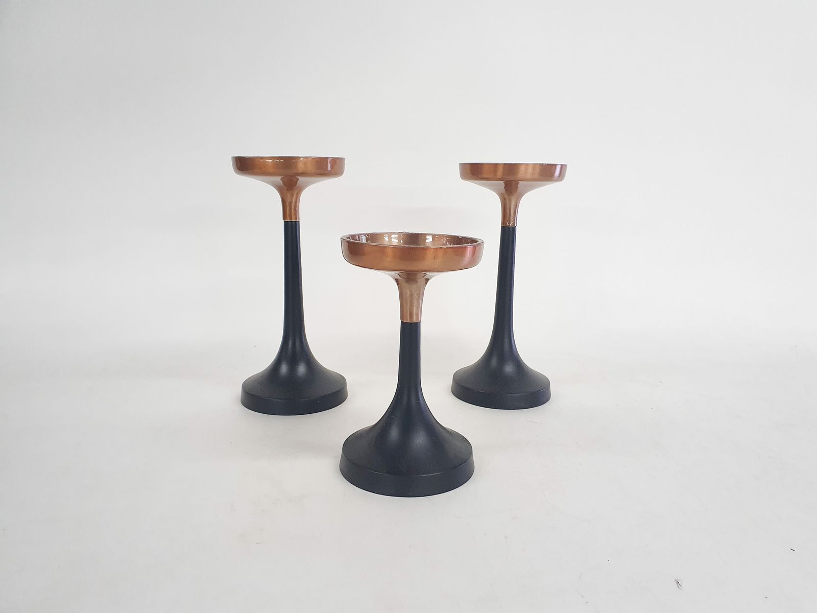 Set Van Drie Metalen Design Kandelaars, Denemarken photo furniture