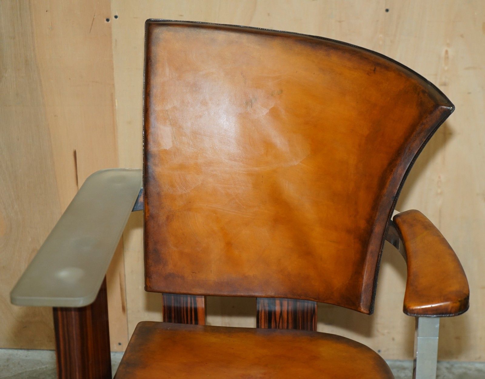 Pair Of Piece Unique 1970's French Modernist Asymmetrical Zebrano Wood Armchairs photo Furniture