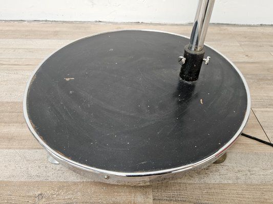 555.0 Mid Century Floor Lamp In Metal And White Glass, 1970s photo