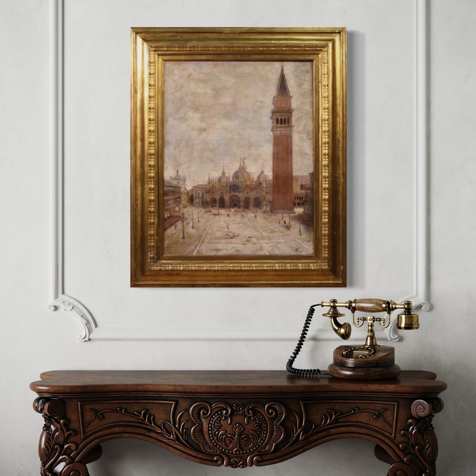 Painting Of A View Of St. Mark's Square Signed And Dated 1917 photo furniture